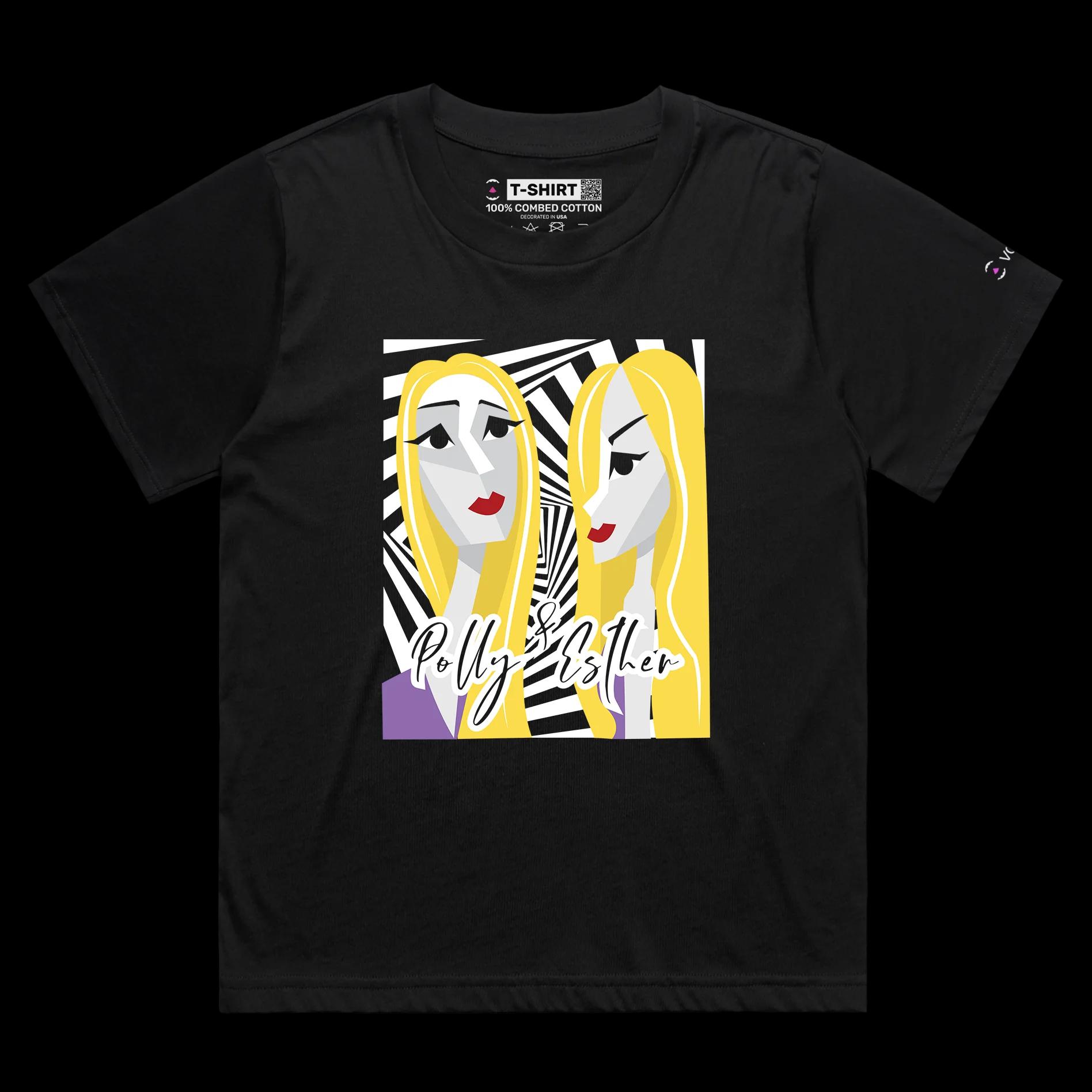 VOICEART Black Female Loose Polyester Funny Wordplay T-Shirt with Premium Quality Graphic Design Two Plastic Women Tee