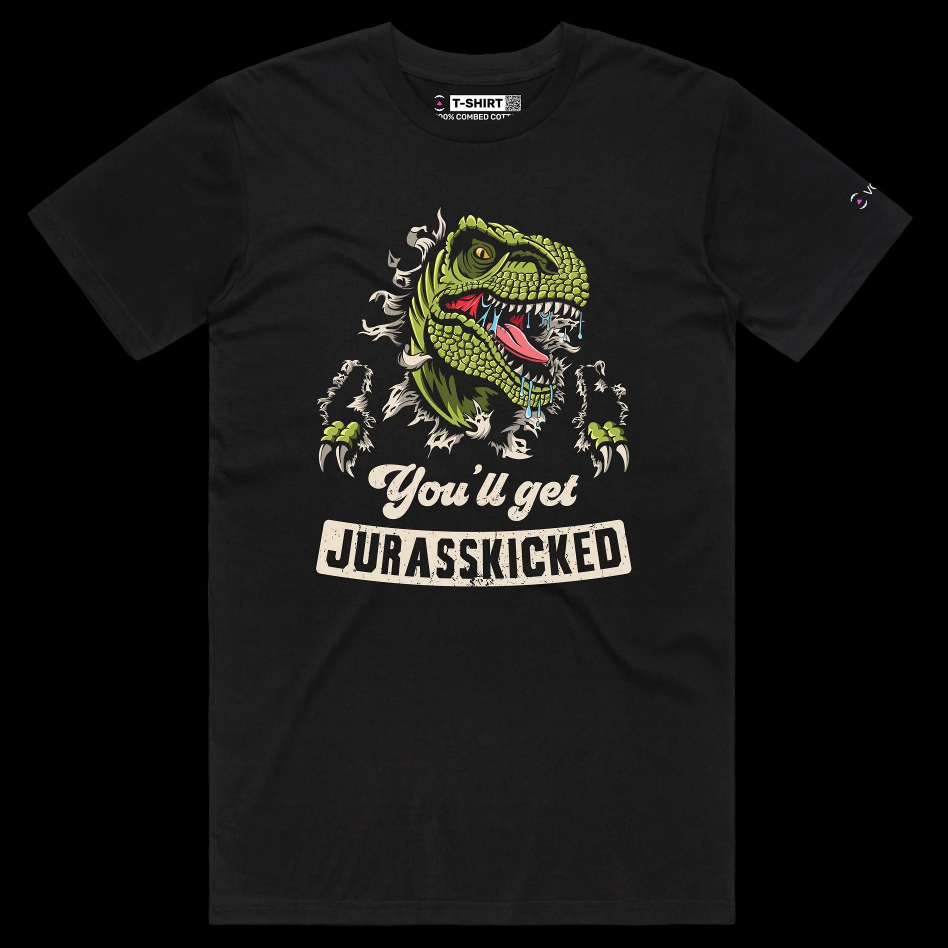 VOICEART Black Male Regular Dinosaur Funny Animals shirt Premium Graphic Design Historical Tee a Jurassic Play on Words
