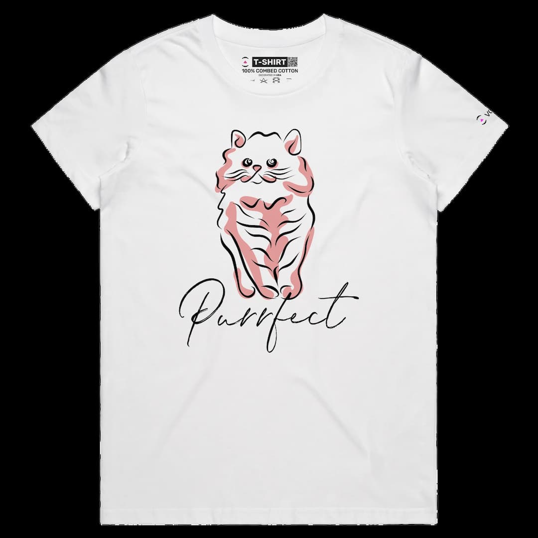 White Female Your ‘Purrfect’ Cat T-shirt design VOICEART