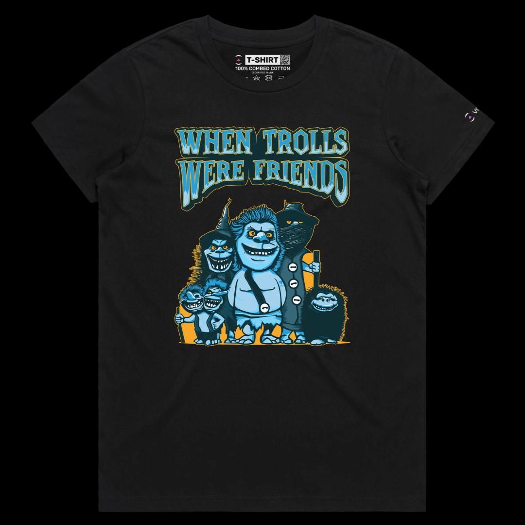VOICEART Black Female Regular Funny Trolls Offensive T-Shirt with Premium Quality Graphic A Tee for Friendships and Trolling