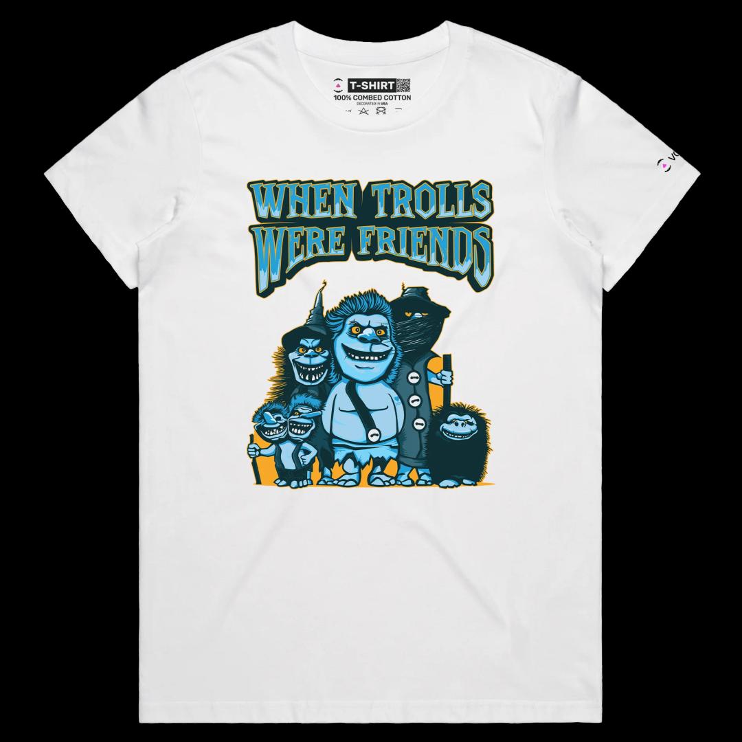 VOICEART White Female Regular Funny Trolls Offensive T-Shirt with Premium Quality Graphic A Tee for Friendships and Trolling