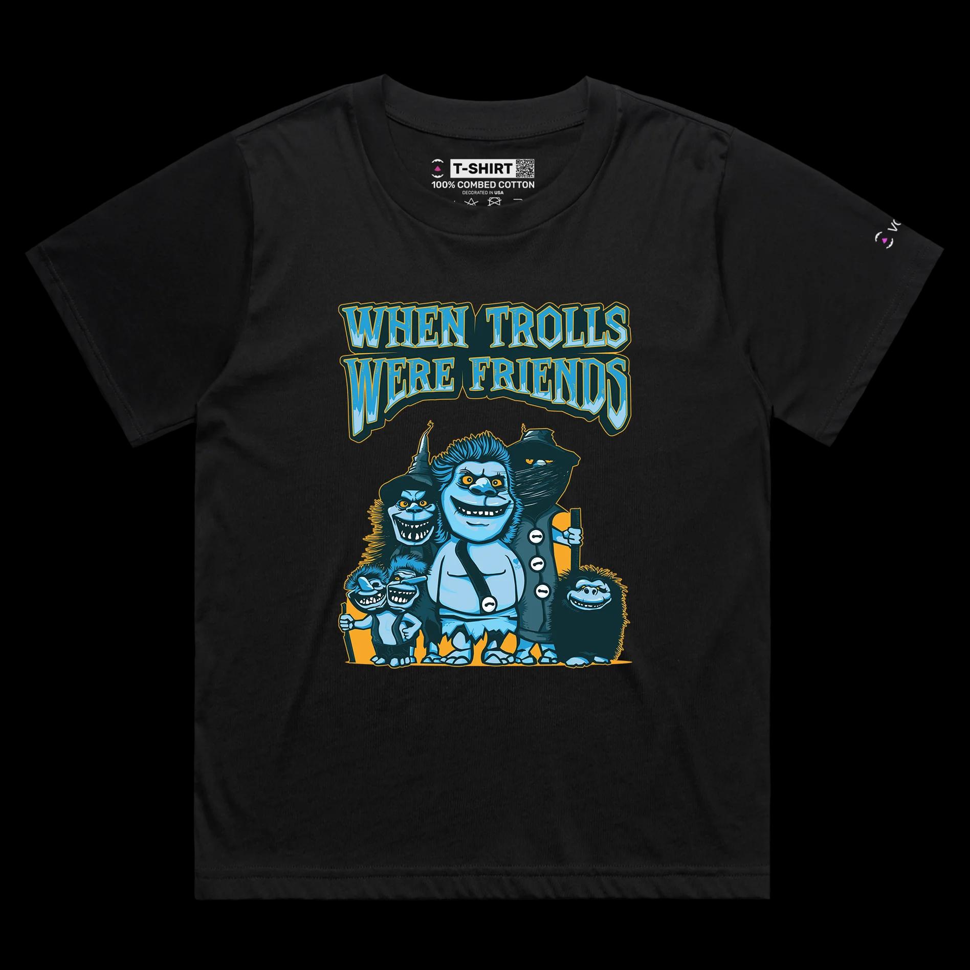 VOICEART Black Female Loose Funny Trolls Offensive T-Shirt with Premium Quality Graphic A Tee for Friendships and Trolling