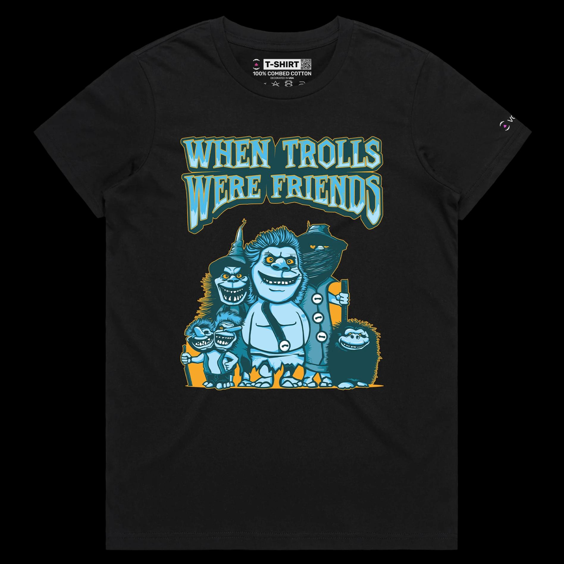 VOICEART Black Female Regular Funny Trolls Offensive T-Shirt with Premium Quality Graphic A Tee for Friendships and Trolling