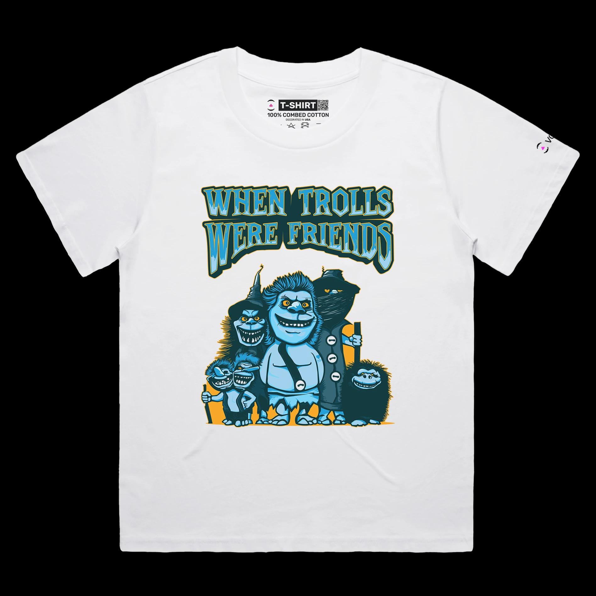 VOICEART White Female Loose Funny Trolls Offensive T-Shirt with Premium Quality Graphic A Tee for Friendships and Trolling