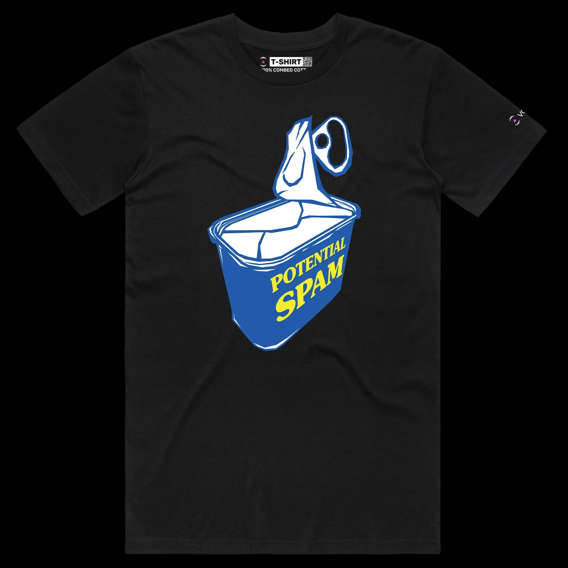 VOICEART Black Male Regular Food Spam Funny T-shirt Premium Quality Graphic Design Processed Ham or a Can of Worms Tee
