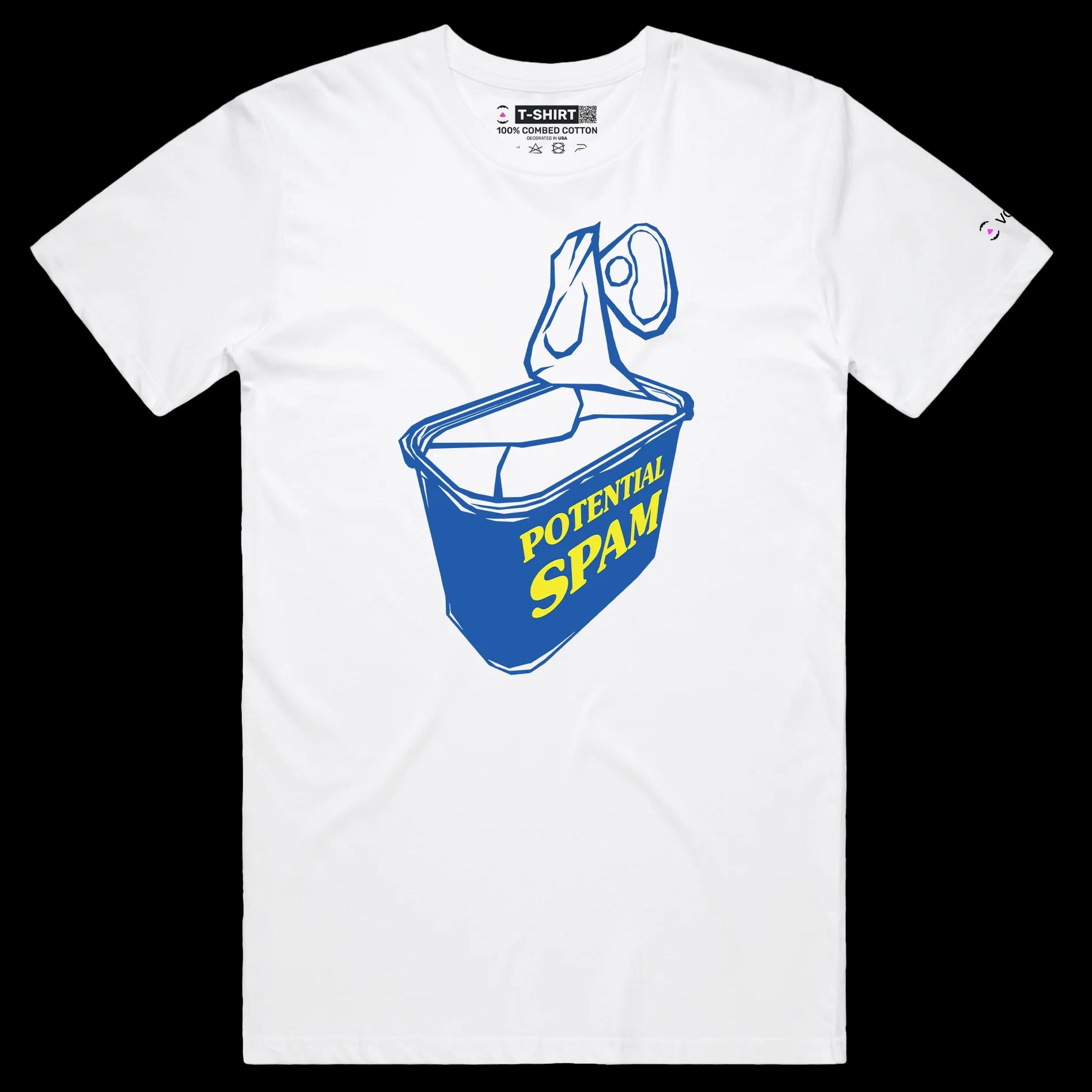 VOICEART White Male Regular Food Spam Funny T-shirt Premium Quality Graphic Design Processed Ham or a Can of Worms Tee