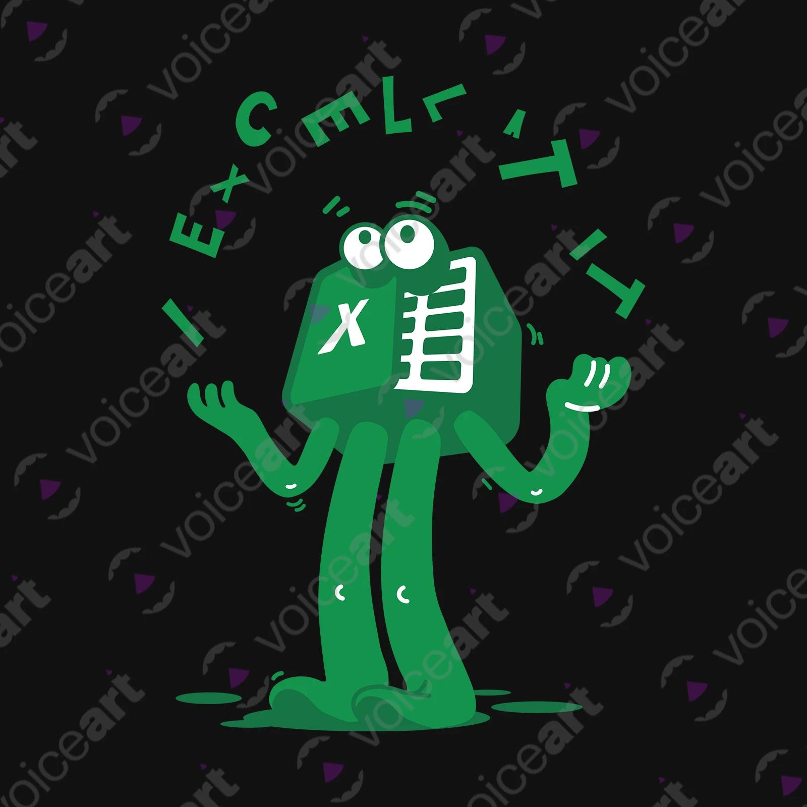 VOICEART Black Watermark Excel Spreadsheet Funny TShirt Premium Quality Design Software That Also Makes Bed Wordplay Tee