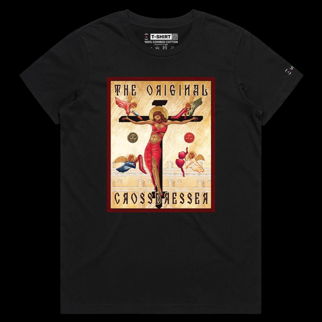 VOICEART Black Female Regular Jesus Christ The Original Crossdresser Offensive T-Shirt Premium Graphic Sarcastic Religio Tee