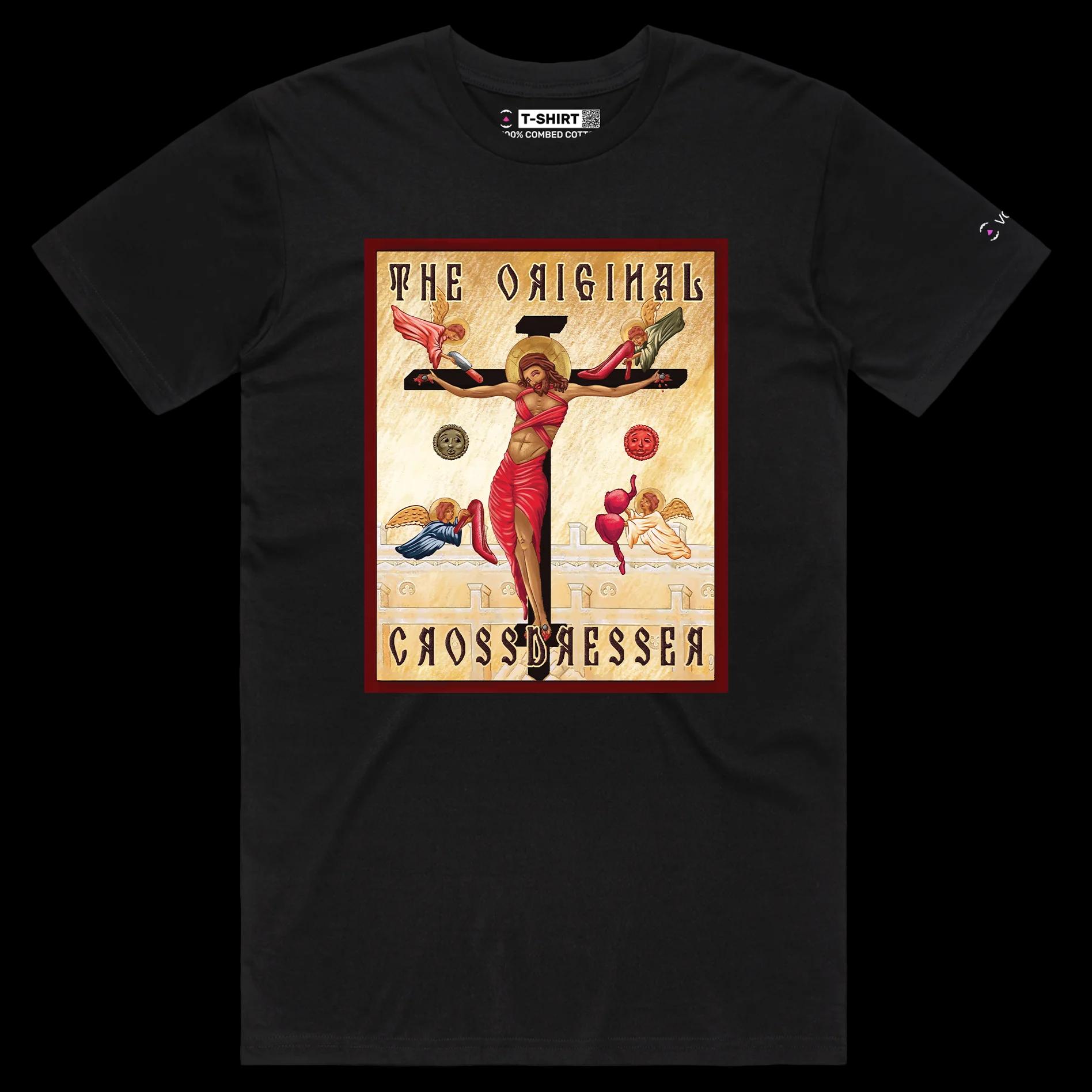 VOICEART Black Male Regular Jesus Christ The Original Crossdresser Offensive T-Shirt Premium Graphic Sarcastic Religio Tee