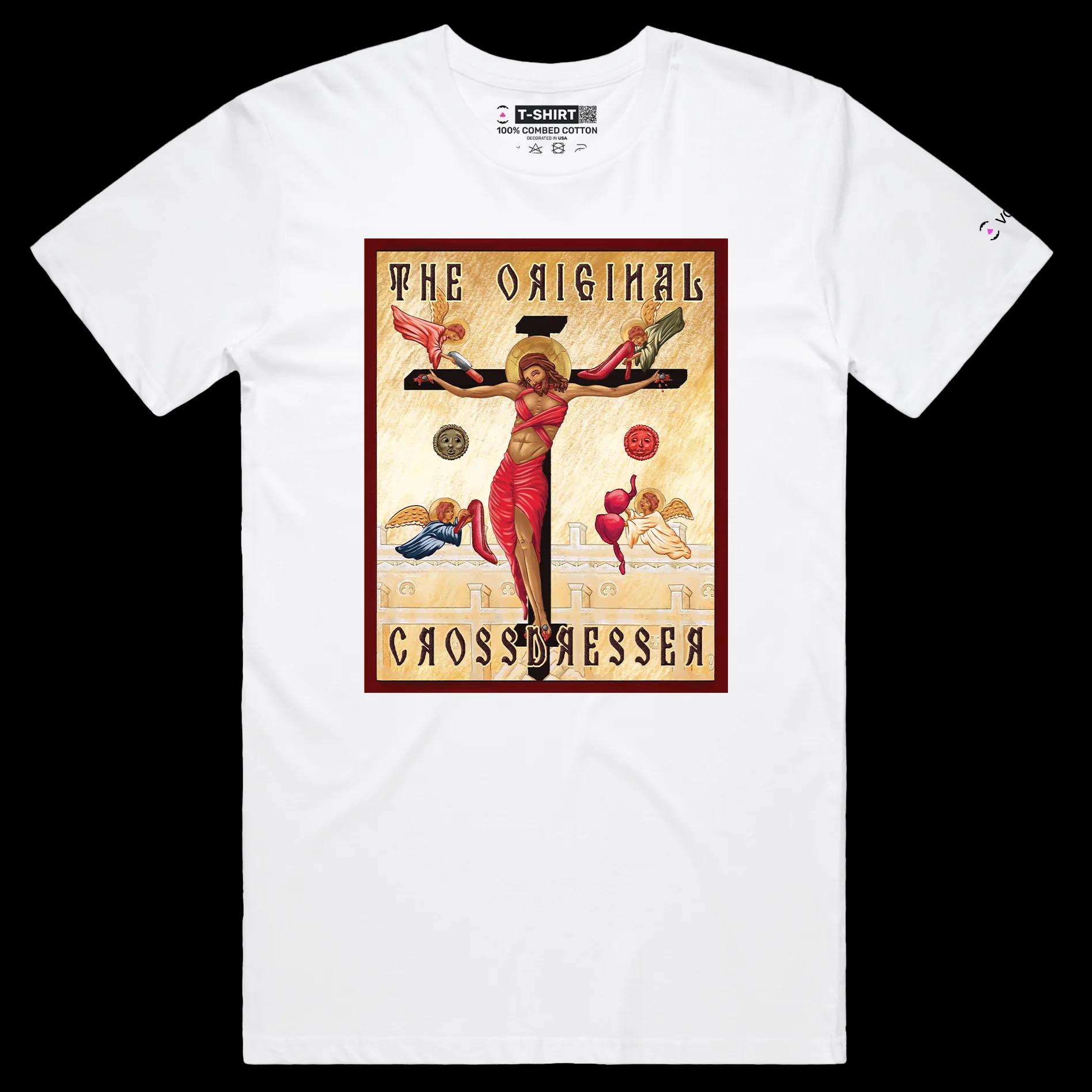 VOICEART White Male Regular Jesus Christ The Original Crossdresser Offensive T-Shirt Premium Graphic Sarcastic Religio Tee