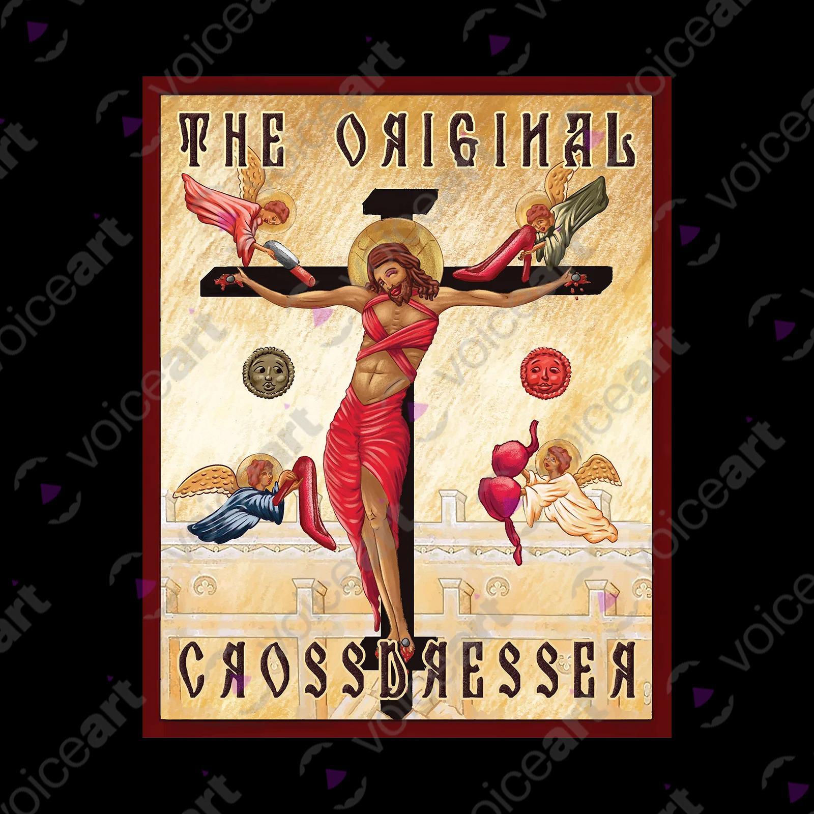 VOICEART Black Watermark Jesus Christ The Original Crossdresser Offensive T-Shirt Premium Graphic Sarcastic Religio Tee