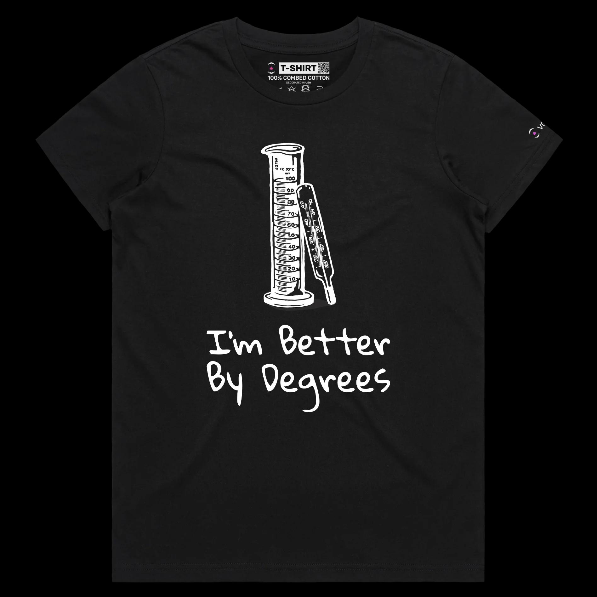 VOICEART Black Female Regular Thermometer Funny T-Shirt Premium Quality Graphic Design Science Themed Tee with Play on Words
