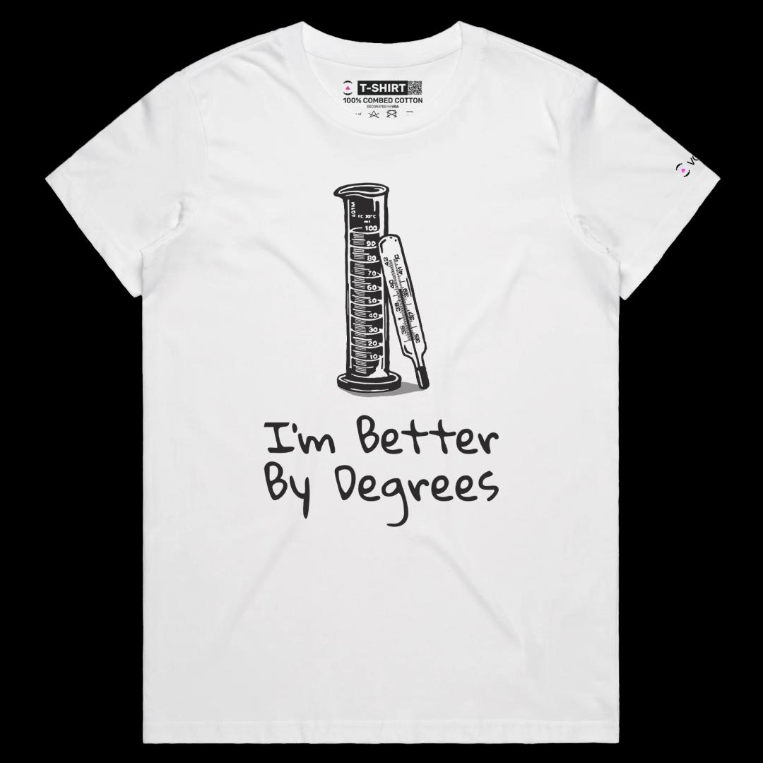 VOICEART White Female Regular Thermometer Funny T-Shirt Premium Quality Graphic Design Science Themed Tee with Play on Words