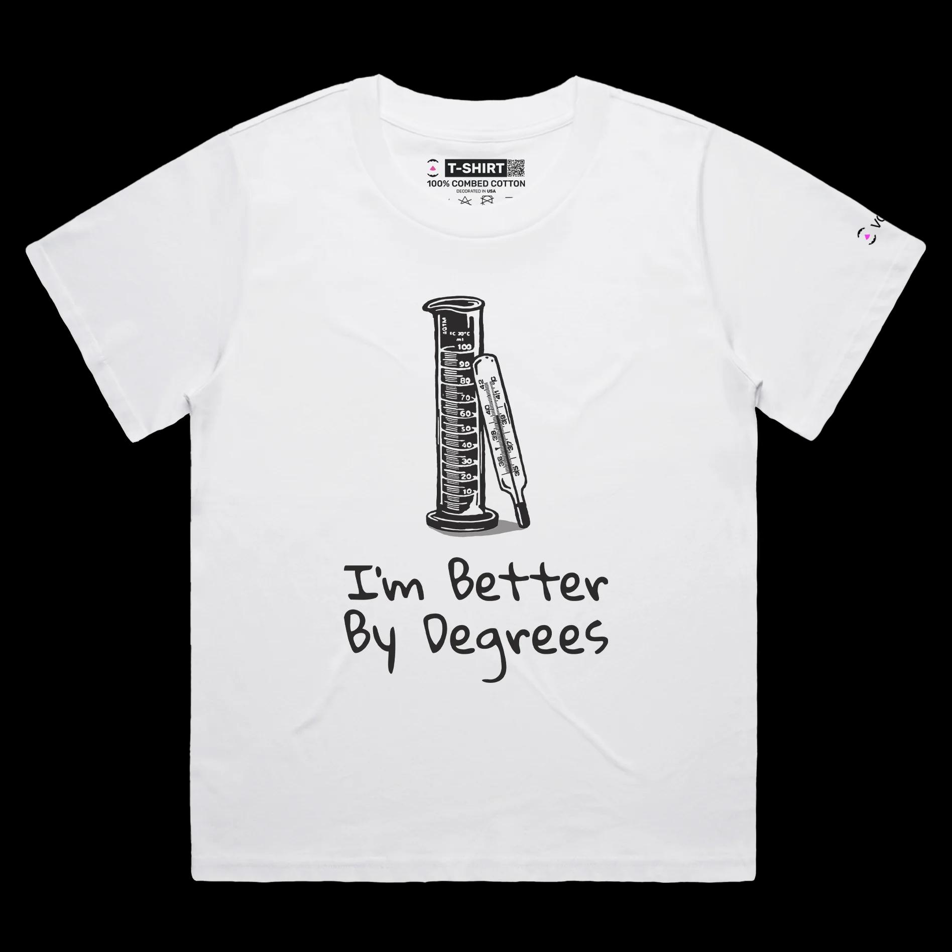 VOICEART White Female Loose Thermometer Funny T-Shirt Premium Quality Graphic Design Science Themed Tee with Play on Words