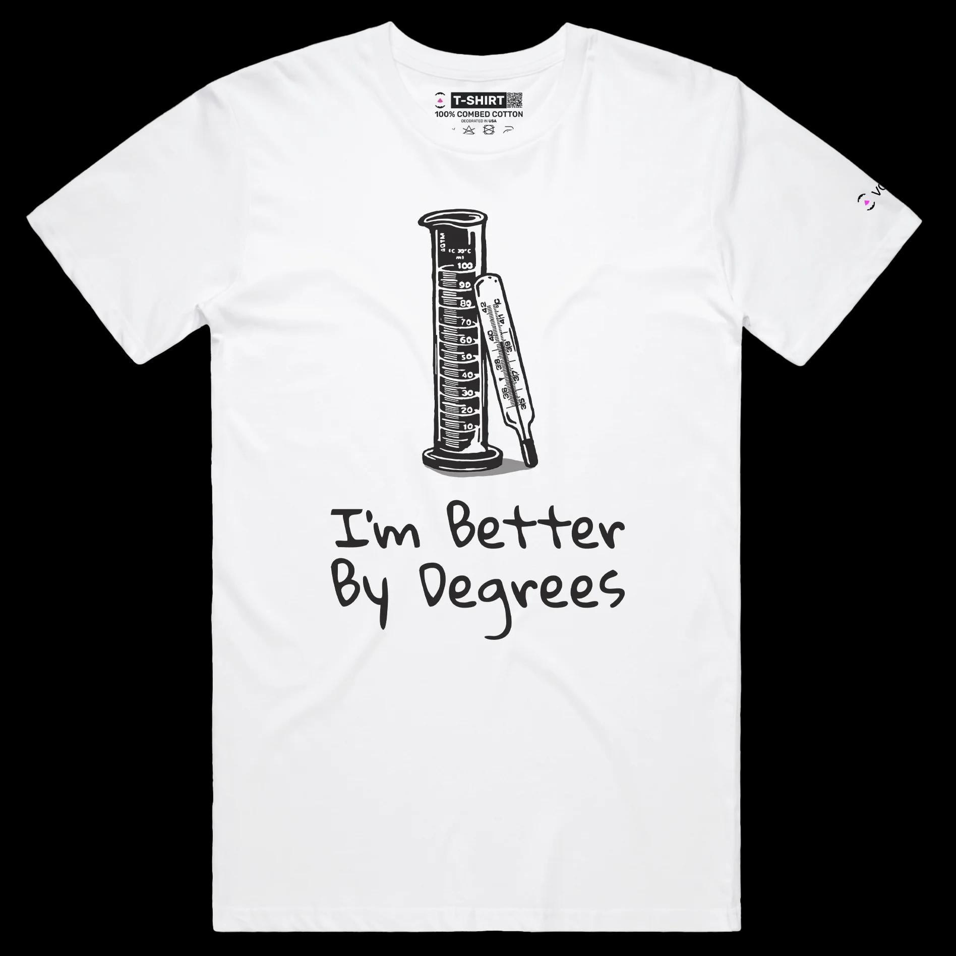 VOICEART White Male Regular Thermometer Funny T-Shirt Premium Quality Graphic Design Science Themed Tee with Play on Words