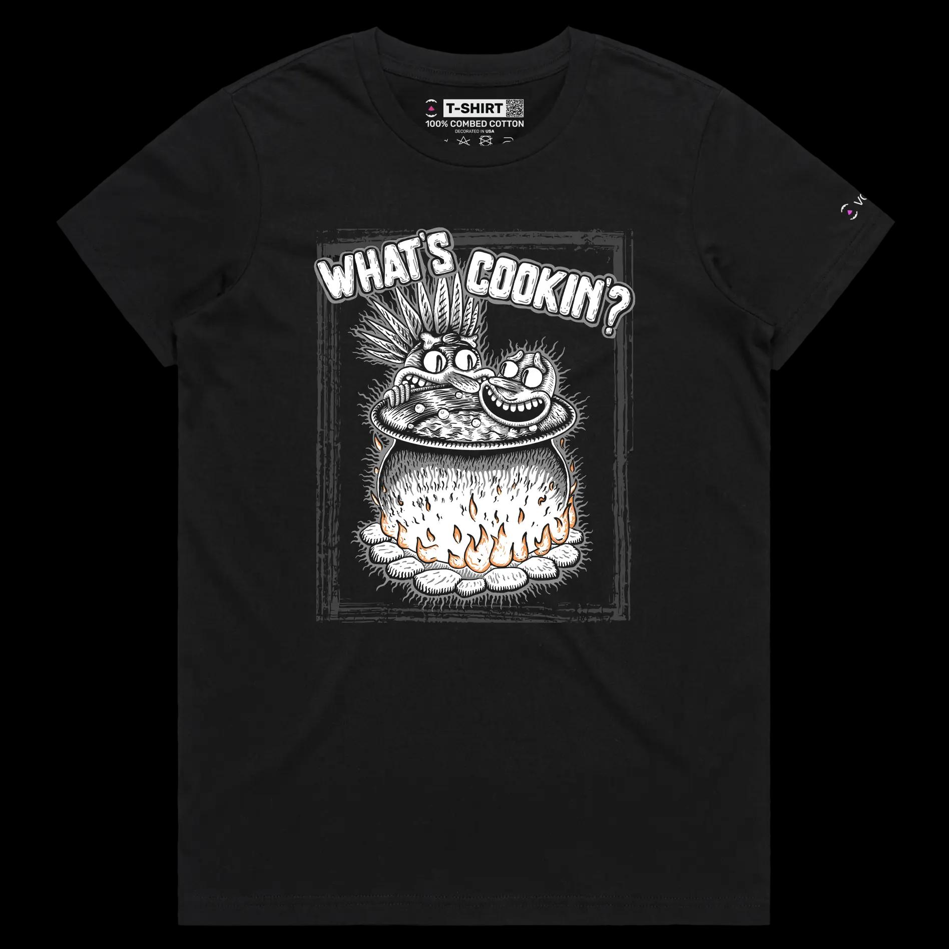 VOICEART Black Female Regular Cannibal Cooking Human Funny T-shirt with Premium Graphic Design Dark Humor Tee Play on Words