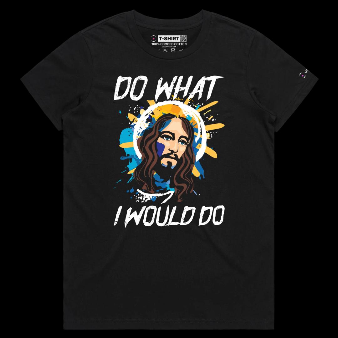 VOICEART Black Female Regular Jesus Christ Righteousness T-Shirt with Premium Quality Graphic Design Religion and Faith Tee