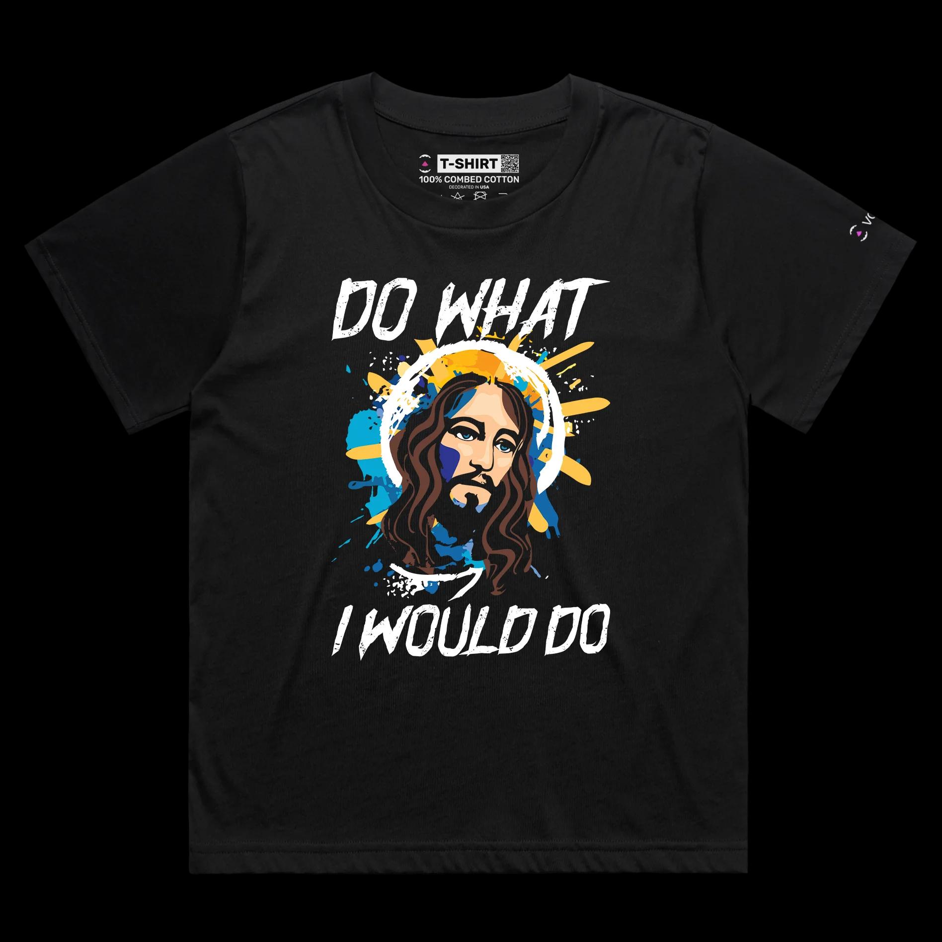 VOICEART Black Female Loose Jesus Christ Righteousness T-Shirt with Premium Quality Graphic Design Religion and Faith Tee