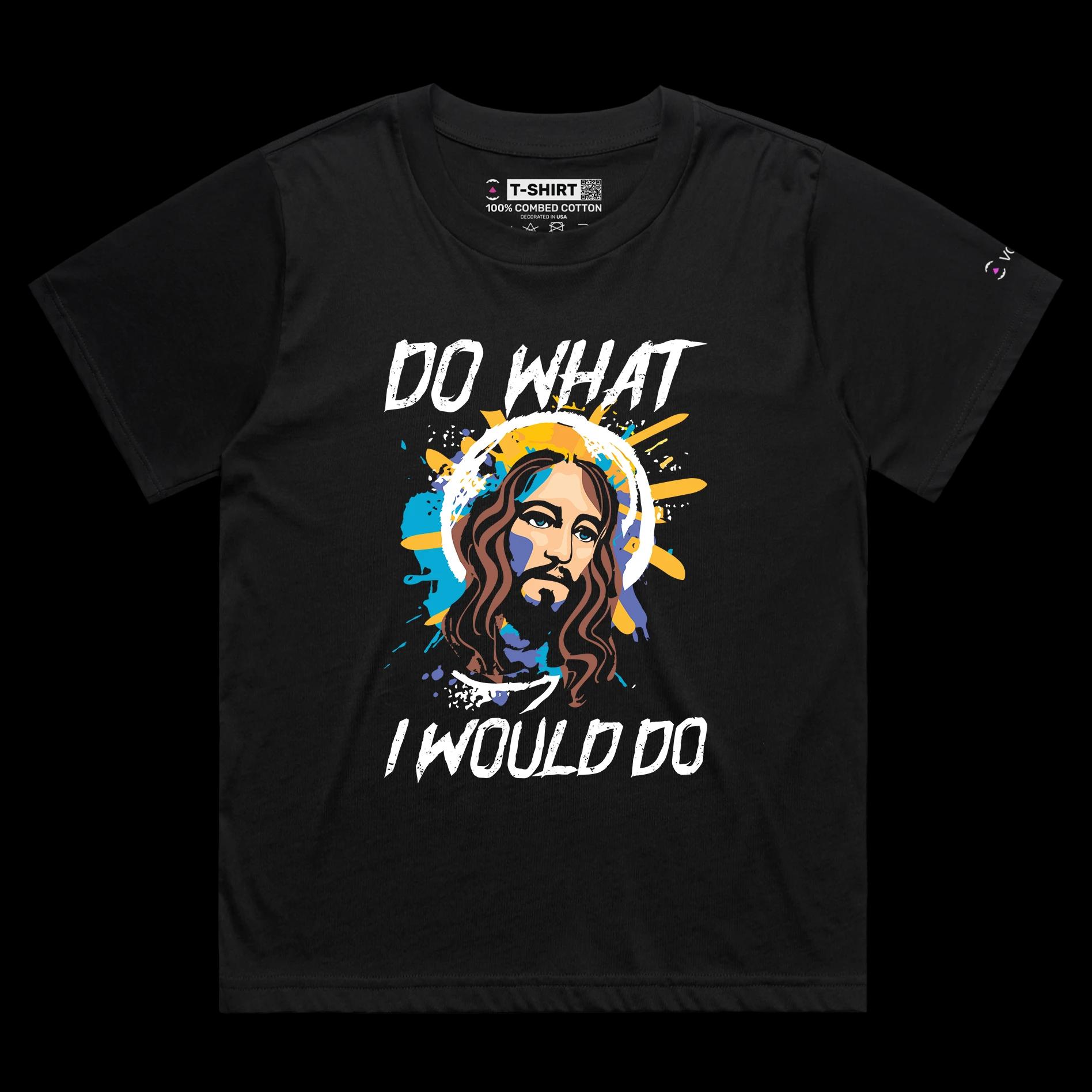 VOICEART Black Female Loose Jesus Christ Righteousness T-Shirt with Premium Quality Graphic Design Religion and Faith Tee