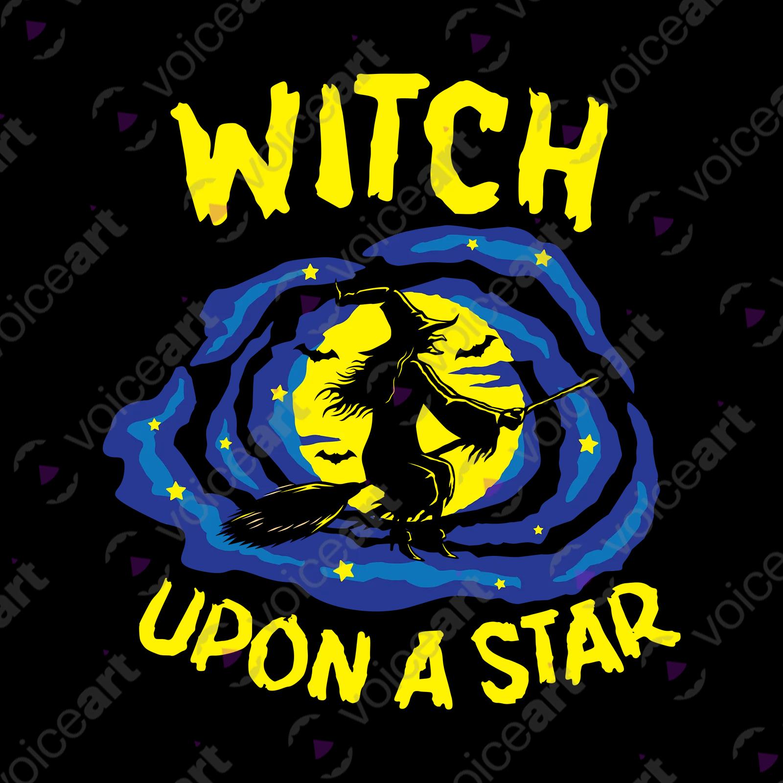 VOICEART Black Watermark Witch on the Broom Funny Shirt with Premium Quality Graphic Flying Over the Moon Dark Humor Tee