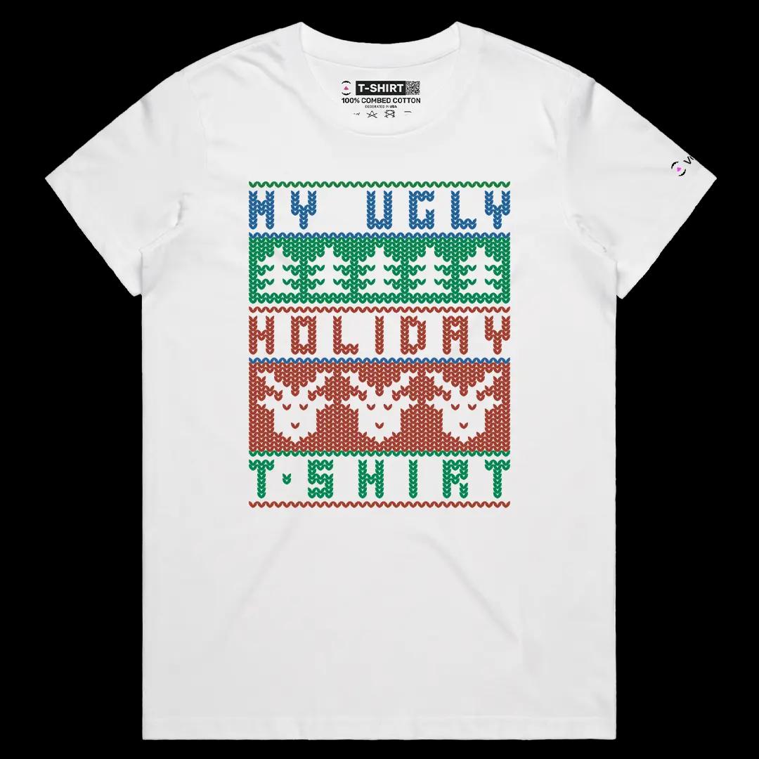 VOICEART White Female Regular Funny and Ugly Holiday T-Shirt with Premium Quality Graphic Design for Religions and Occasions