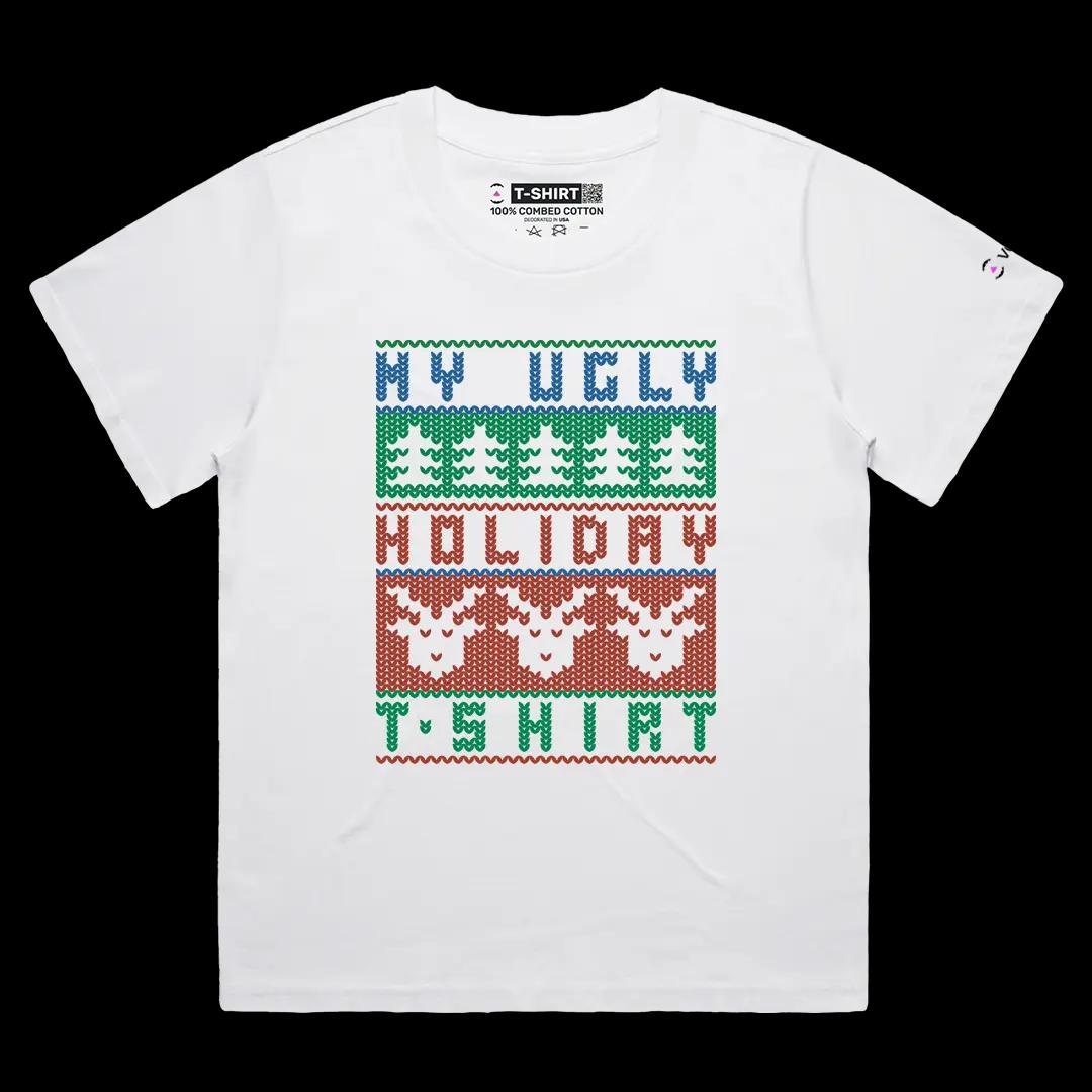 VOICEART White Female Loose Funny and Ugly Holiday T-Shirt with Premium Quality Graphic Design for Religions and Occasions