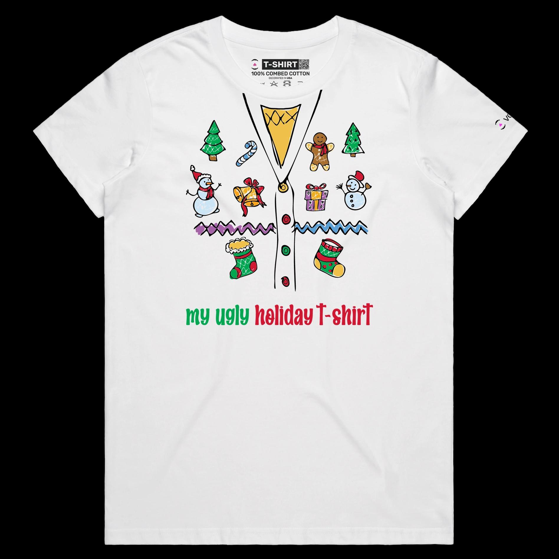 White Female ‘My Ugly Holiday T-shirt’ design VOICEART