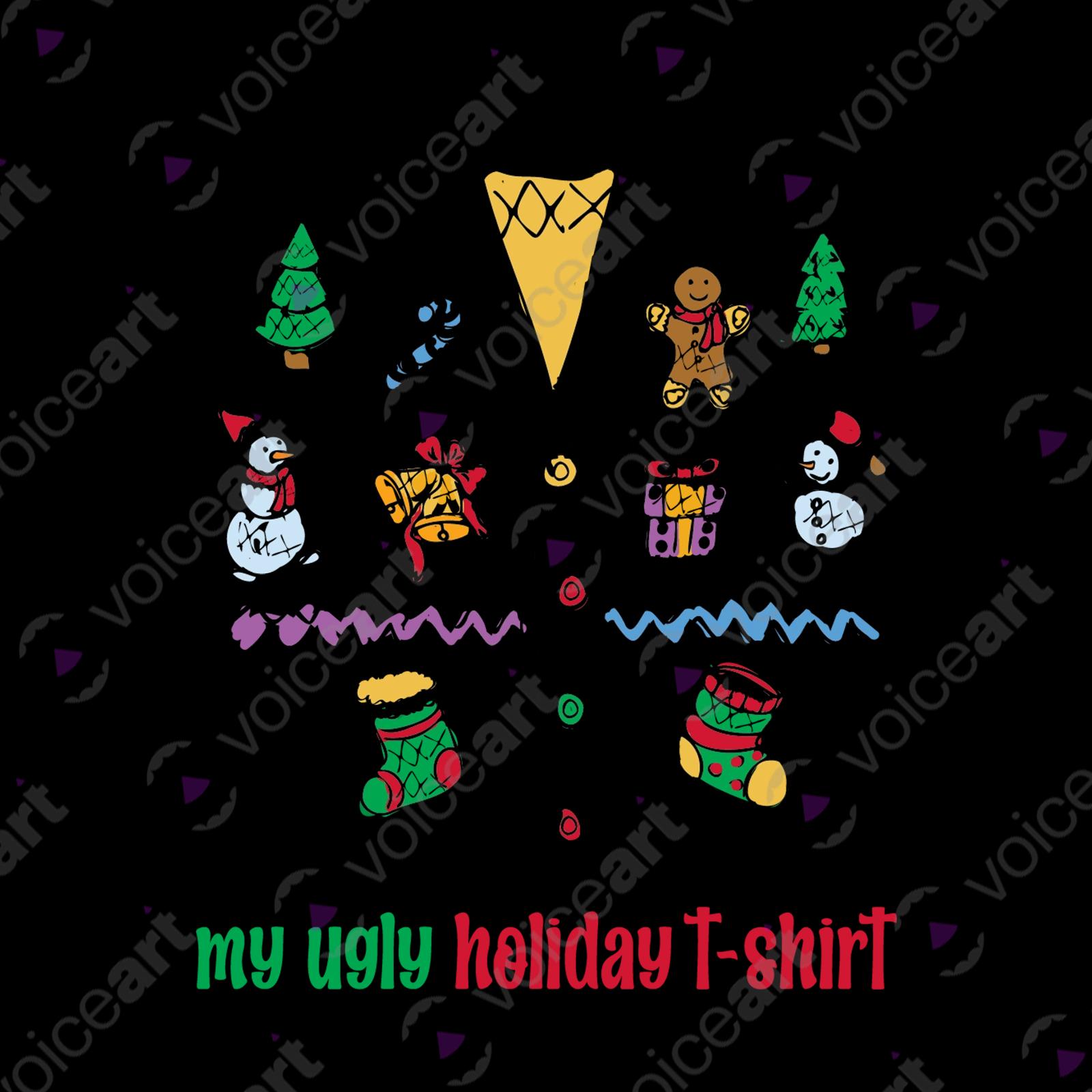 White watermark ‘My Ugly Holiday’ design VOICEART