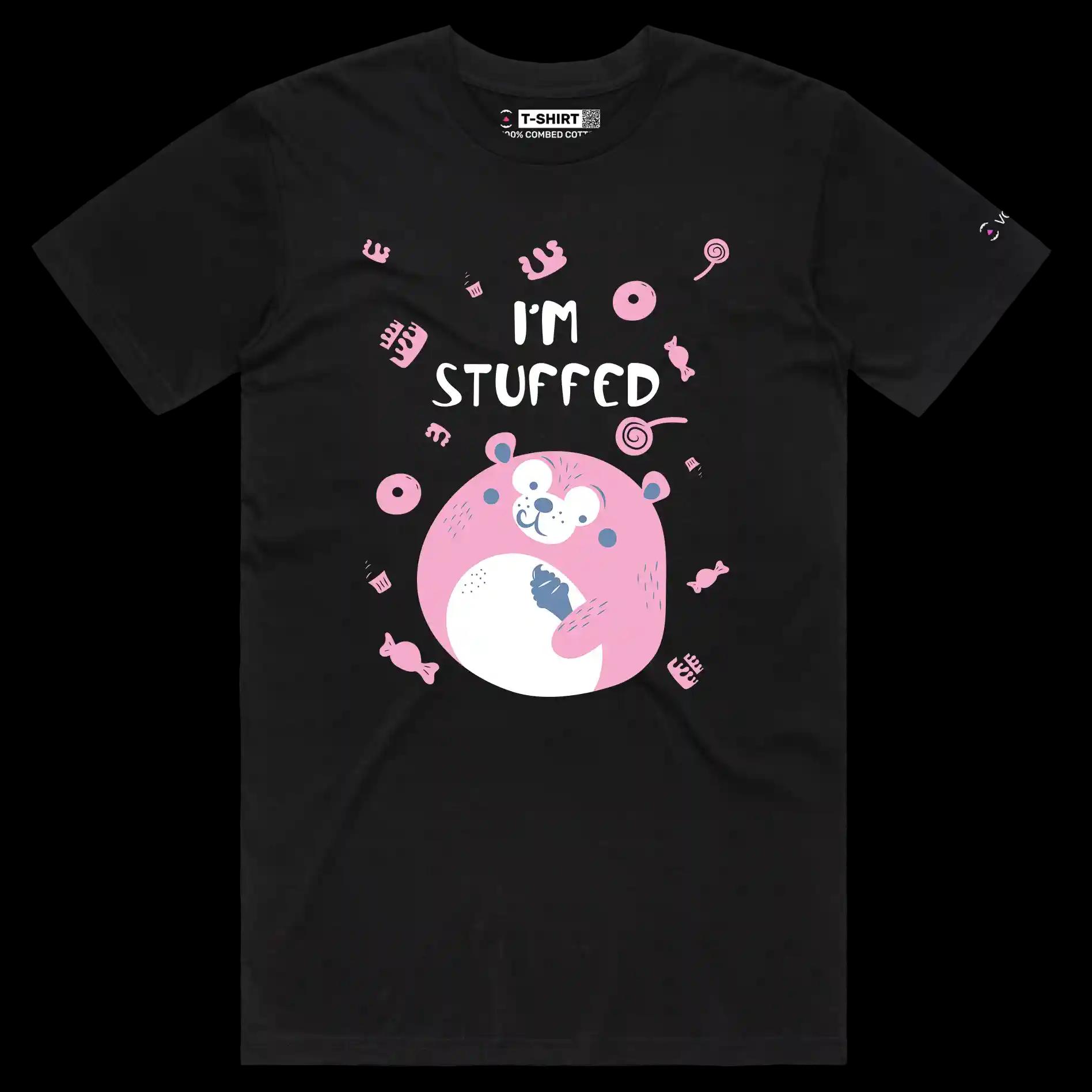 VOICEART Black Male Regular Stuffed Teddy Funny Shirt Premium Quality Graphic Toy Bear Eating Ice Cream Tee Play on Words