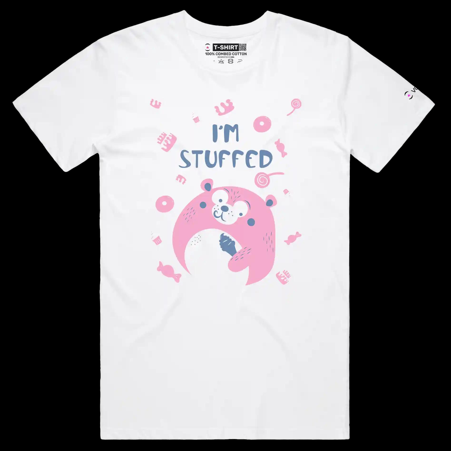 VOICEART White Male Regular Stuffed Teddy Funny Shirt Premium Quality Graphic Toy Bear Eating Ice Cream Tee Play on Words