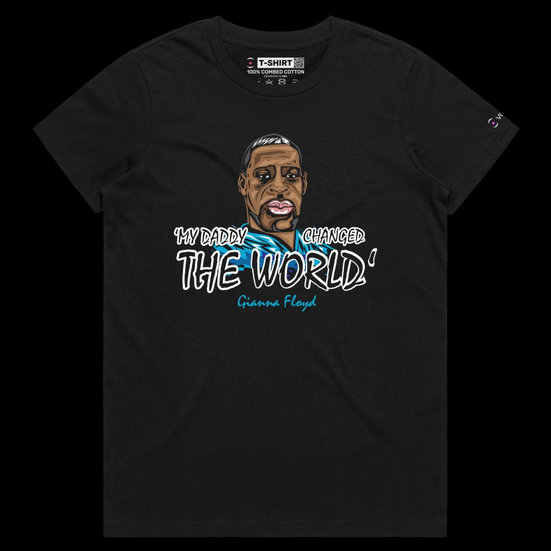 VOICEART Black Female Regular Floyd Changed The World T-Shirt with Premium Quality Graphic and Design Gianna Floyd Quote Tee