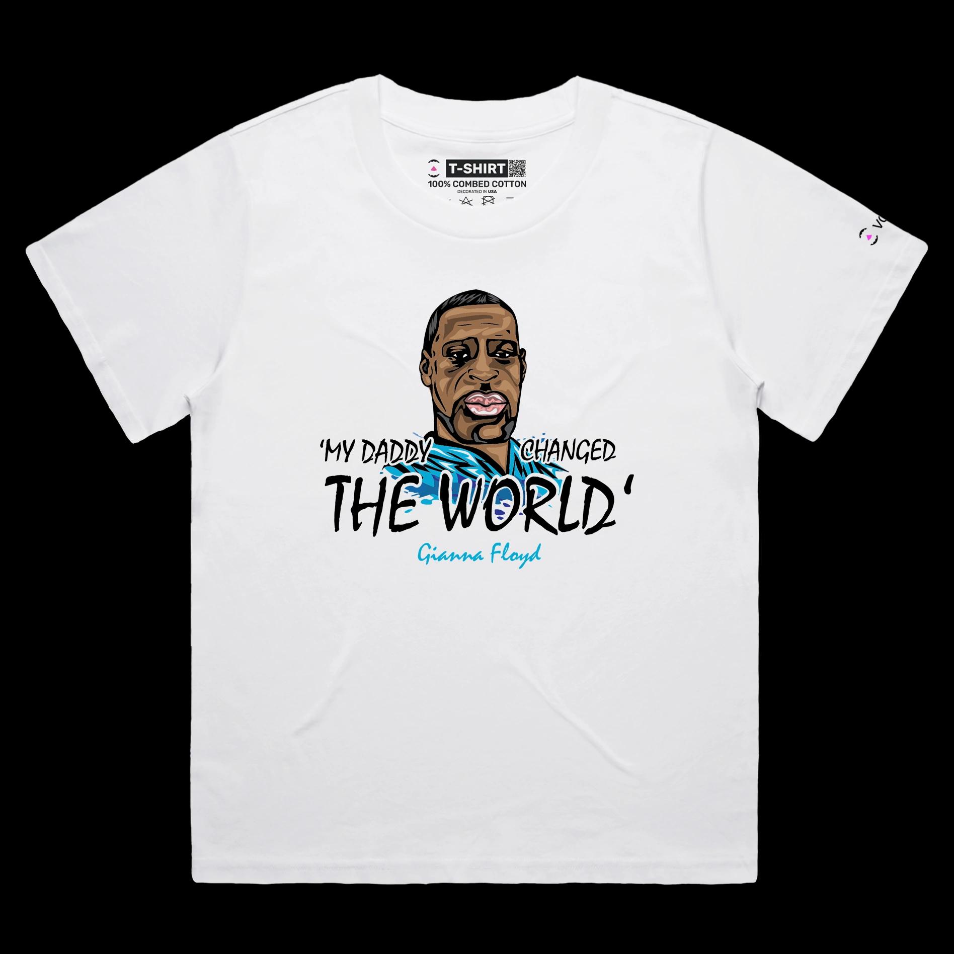 VOICEART White Female Loose Floyd Changed The World T-Shirt with Premium Quality Graphic and Design Gianna Floyd Quote Tee