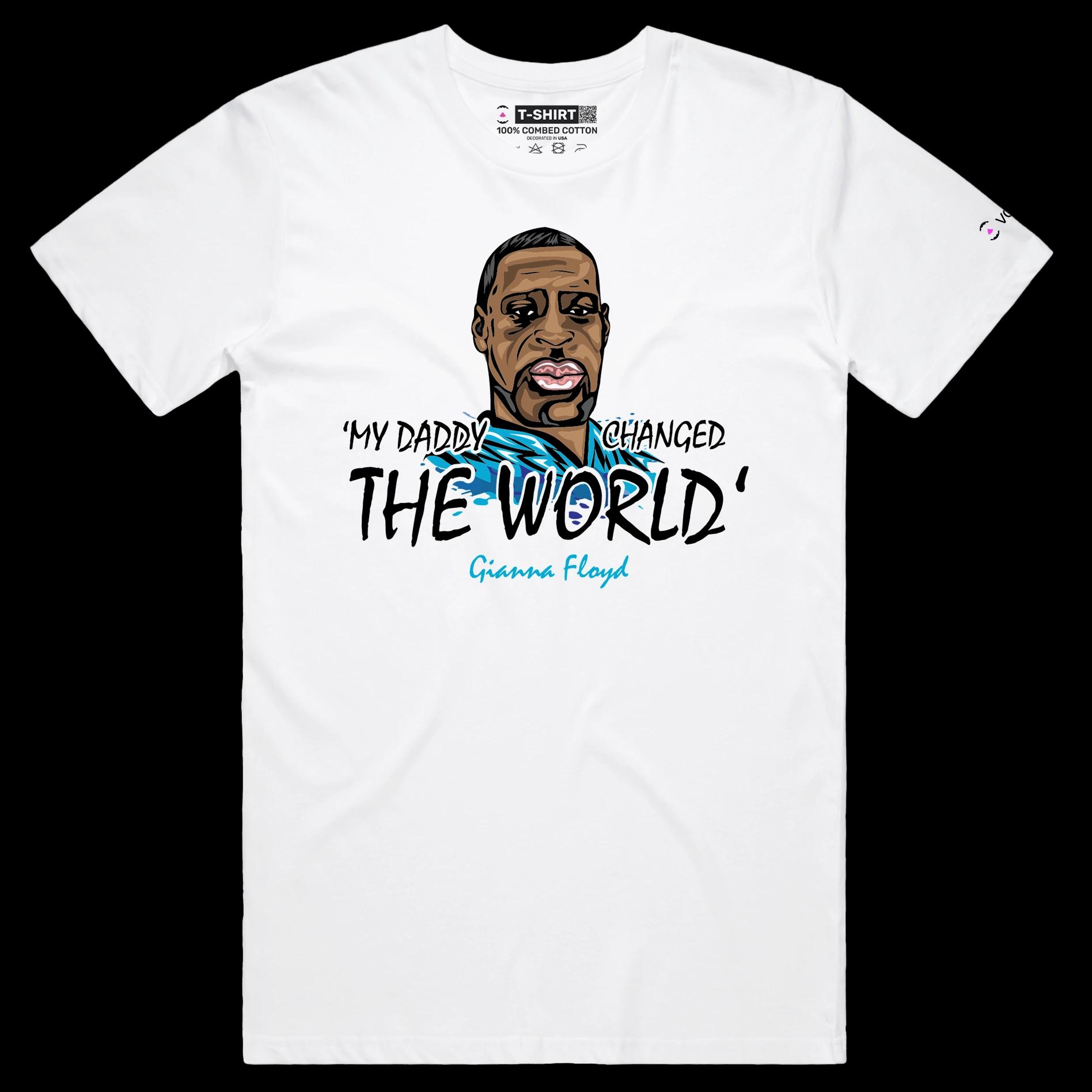 VOICEART White Male Regular Floyd Changed The World T-Shirt with Premium Quality Graphic and Design Gianna Floyd Quote Tee
