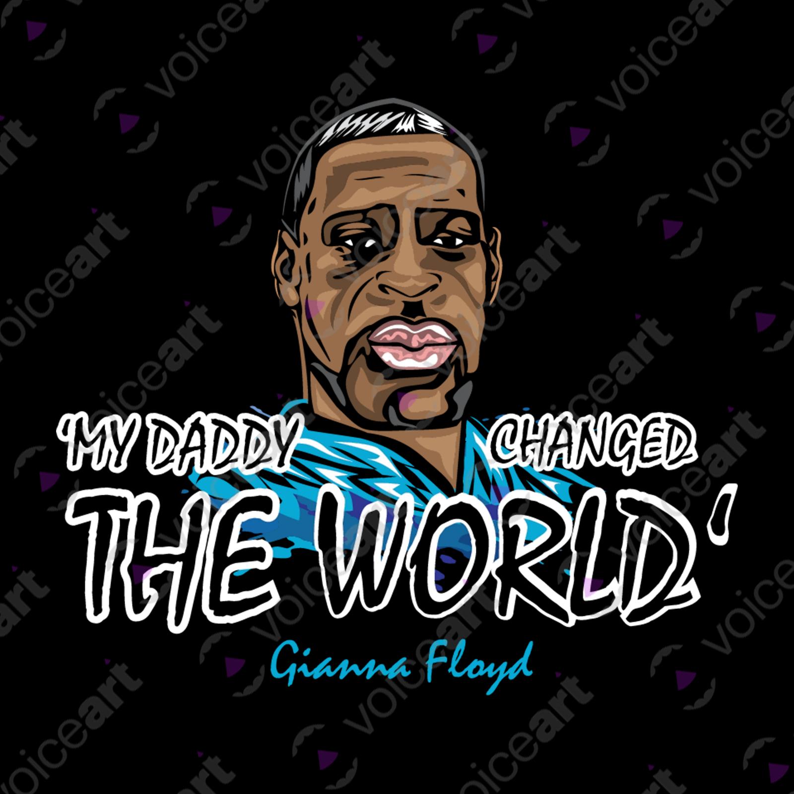 VOICEART Black Watermark Floyd Changed The World T-Shirt with Premium Quality Graphic and Design Gianna Floyd Quote Tee