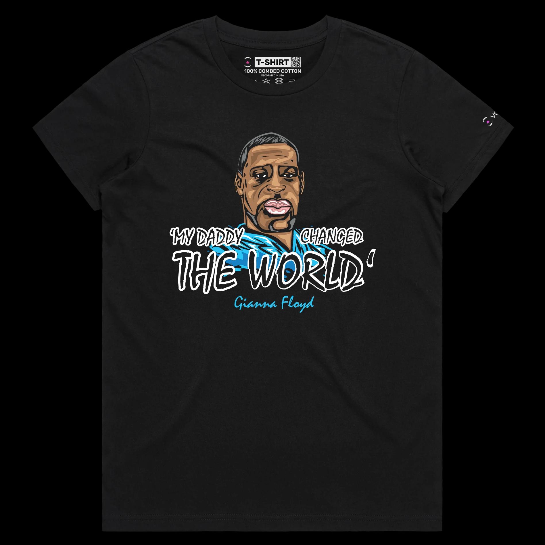 VOICEART Black Female Regular Floyd Changed The World T-Shirt with Premium Quality Graphic and Design Gianna Floyd Quote Tee