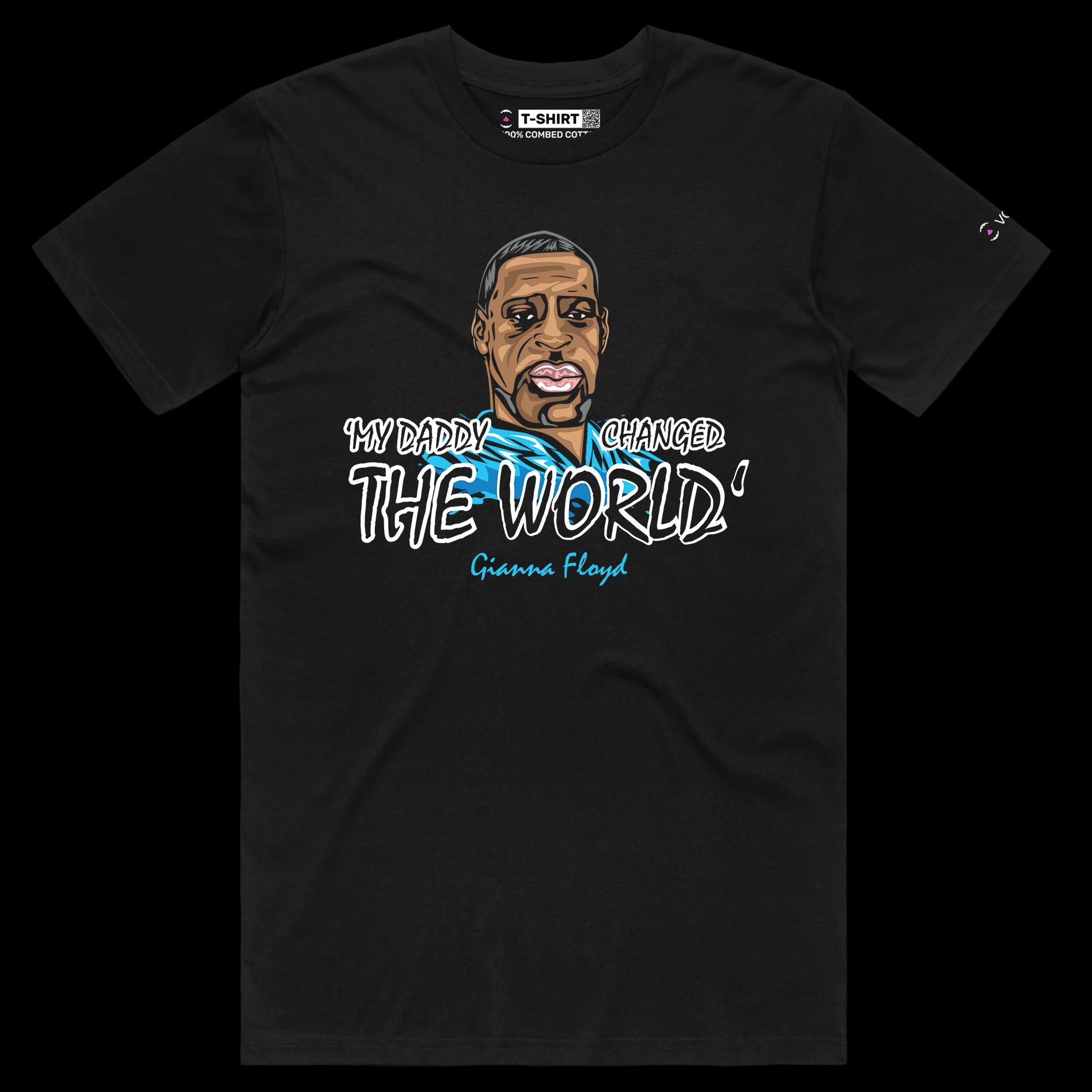 VOICEART Black Male Regular Floyd Changed The World T-Shirt with Premium Quality Graphic and Design Gianna Floyd Quote Tee
