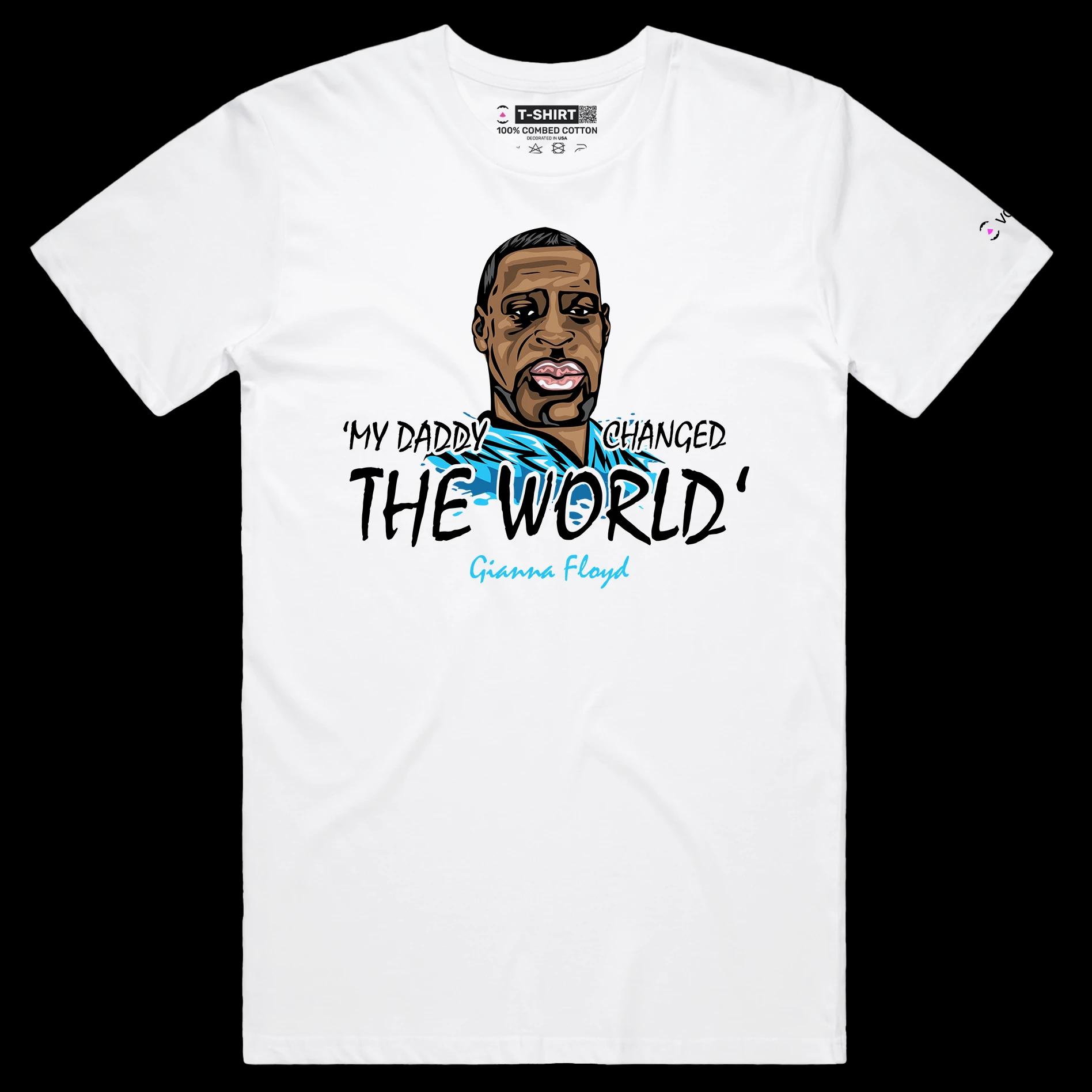 VOICEART White Male Regular Floyd Changed The World T-Shirt with Premium Quality Graphic and Design Gianna Floyd Quote Tee