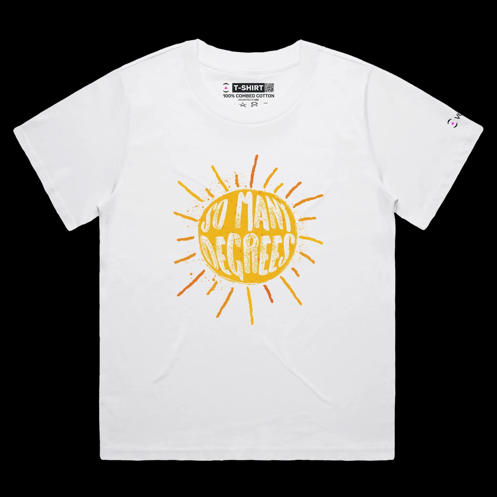 VOICEART White Female Loose The Sun with Rays Funny T-Shirt with Premium Quality Graphic Design Warm Weather Science Tee