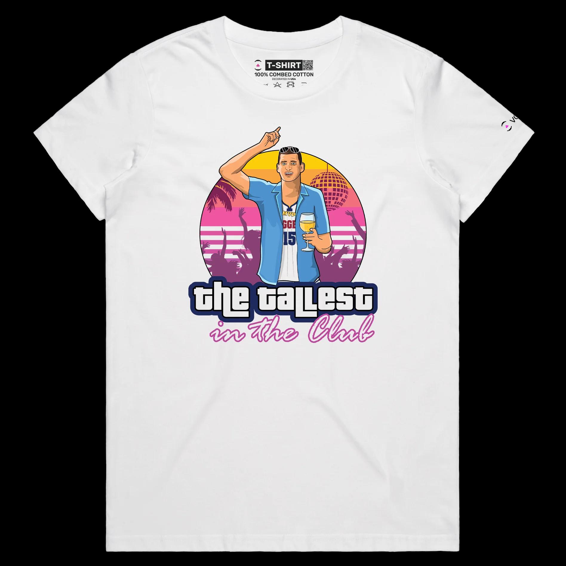 VOICEART White Female Regular Jokic GTA Style Sports T-Shirt Premium Quality Denver's Basketball MVP Highest in the Club Tee