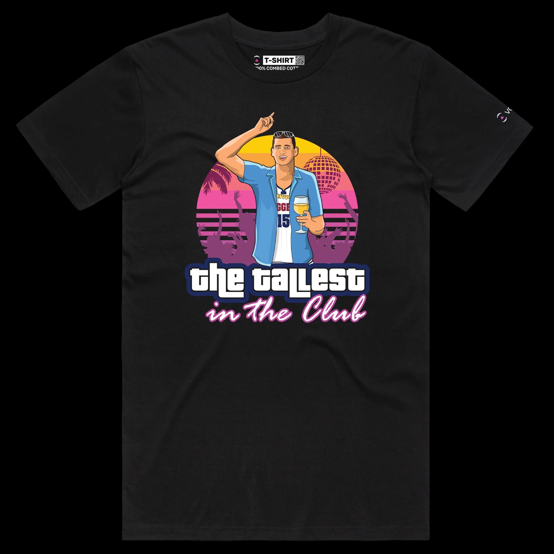 VOICEART Black Male Regular Jokic GTA Style Sports T-Shirt Premium Quality Denver's Basketball MVP Highest in the Club Tee