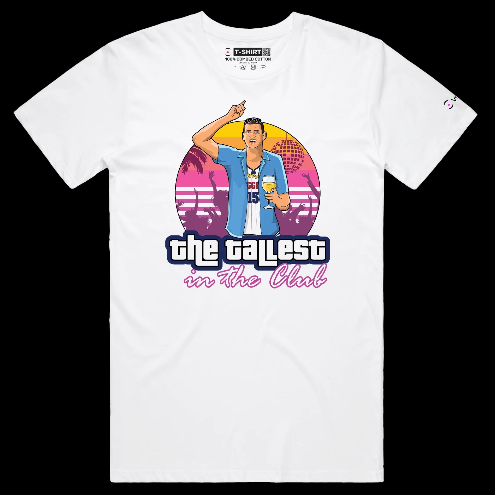 VOICEART White Male Regular Jokic GTA Style Sports T-Shirt Premium Quality Denver's Basketball MVP Highest in the Club Tee