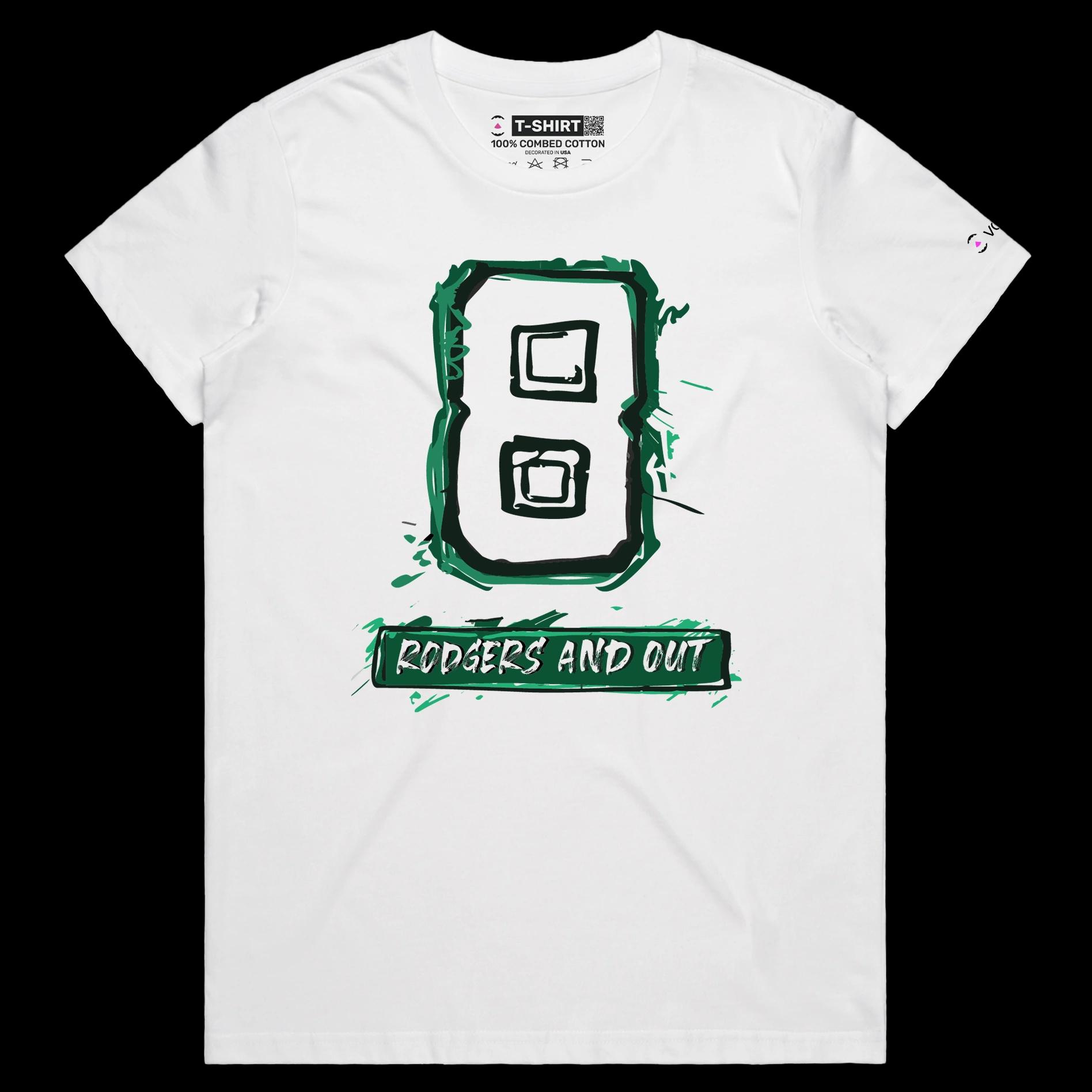 VOICEART White Female Regular Rodgers Out T-Shirt Premium Graphic Design Achilles Heel Wordplay Tee New York Football Fans