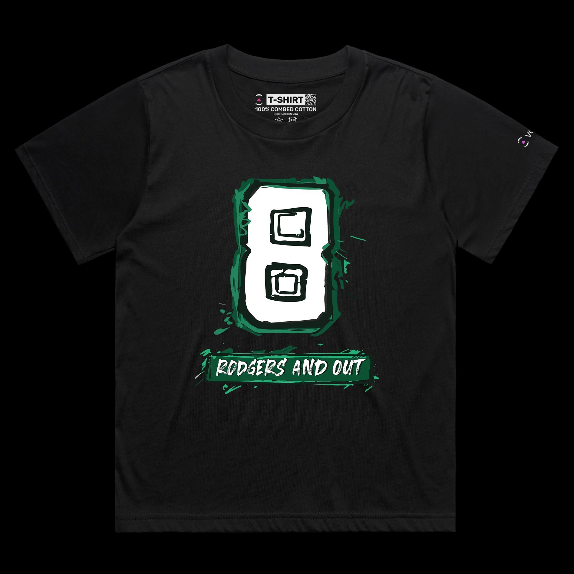 VOICEART Black Female Loose Rodgers Out T-Shirt Premium Graphic Design Achilles Heel Wordplay Tee New York Football Fans