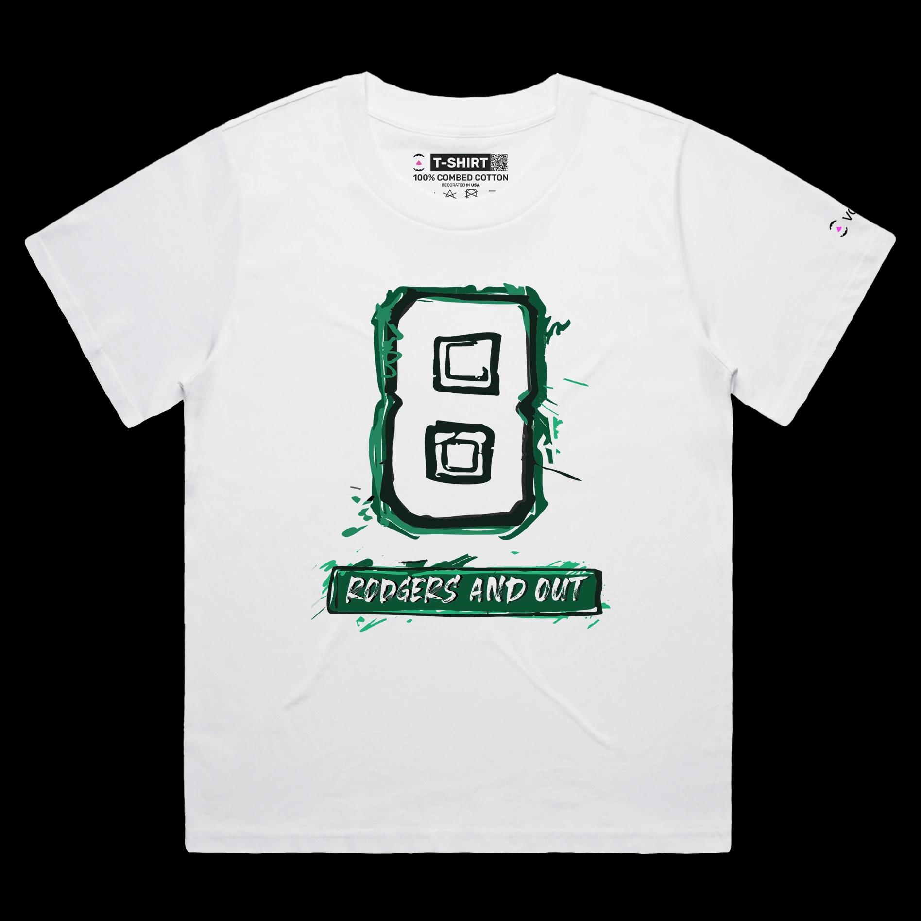 VOICEART White Female Loose Rodgers Out T-Shirt Premium Graphic Design Achilles Heel Wordplay Tee New York Football Fans