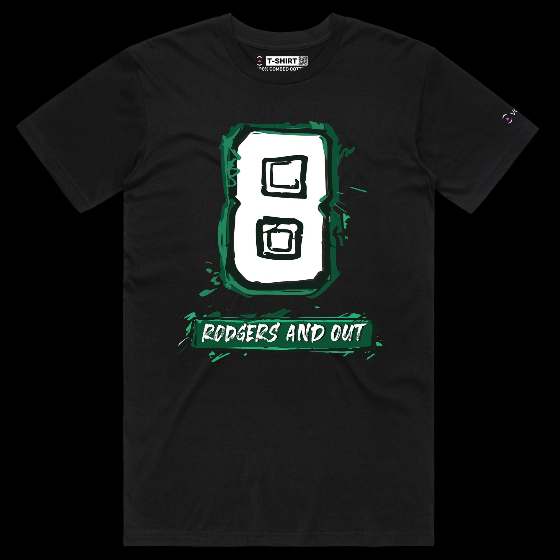 VOICEART Black Male Regular Rodgers Out T-Shirt Premium Graphic Design Achilles Heel Wordplay Tee New York Football Fans