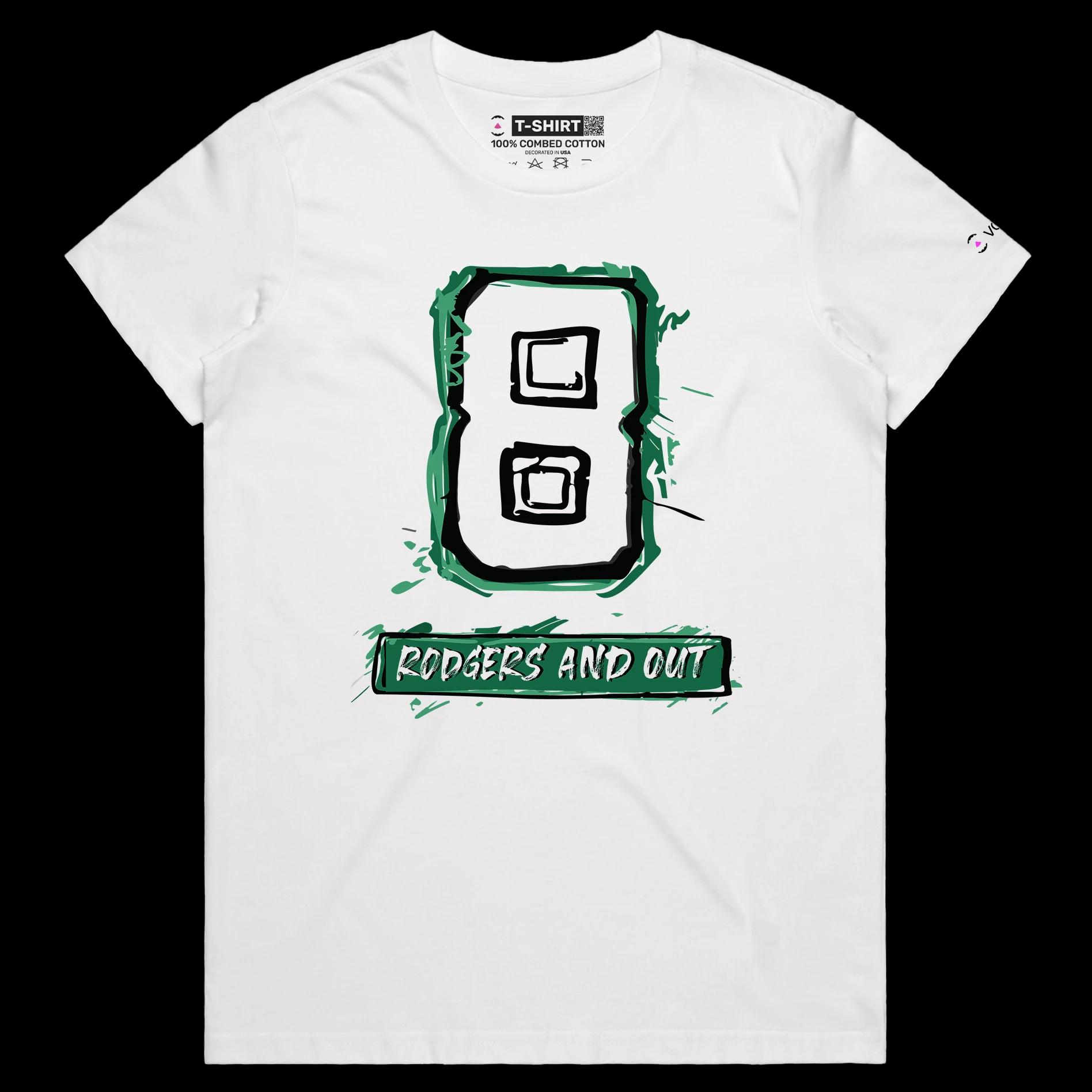 VOICEART White Female Regular Rodgers Out T-Shirt Premium Graphic Design Achilles Heel Wordplay Tee New York Football Fans