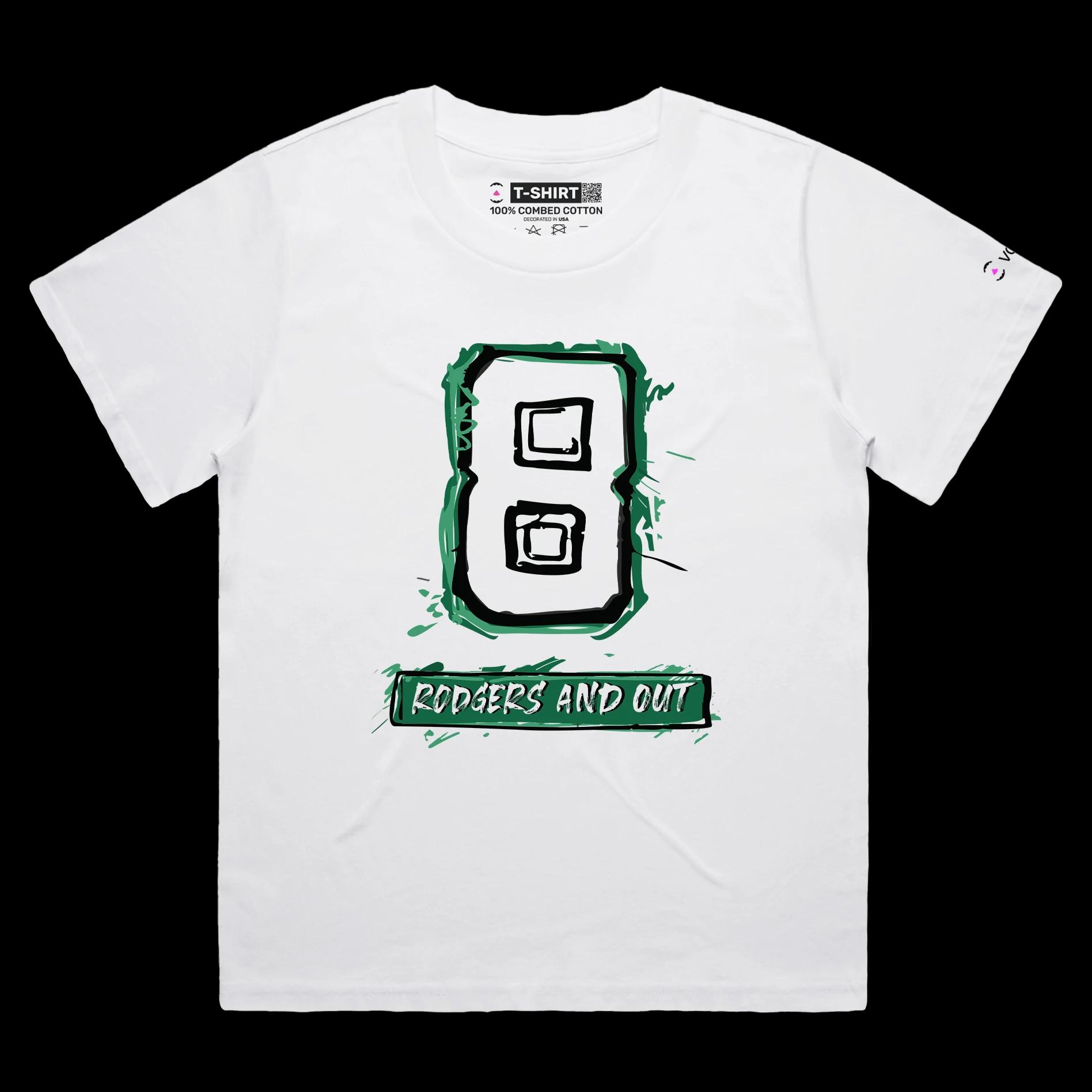 VOICEART White Female Loose Rodgers Out T-Shirt Premium Graphic Design Achilles Heel Wordplay Tee New York Football Fans