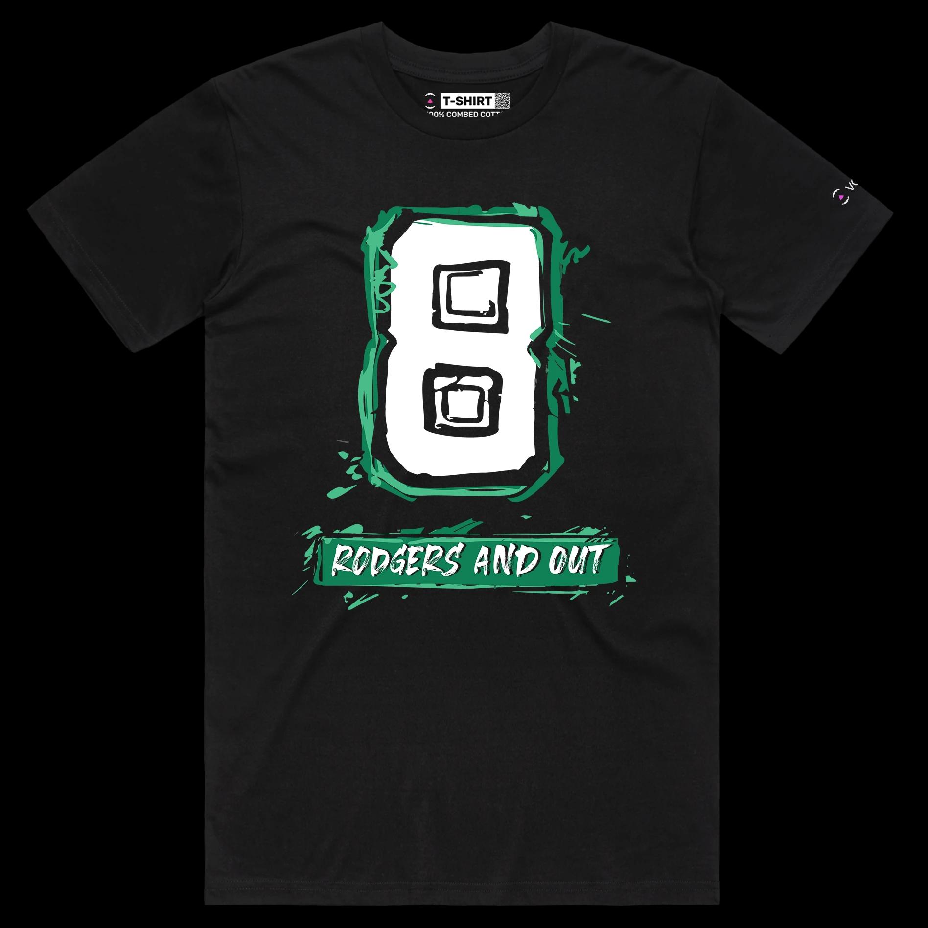 VOICEART Black Male Regular Rodgers Out T-Shirt Premium Graphic Design Achilles Heel Wordplay Tee New York Football Fans