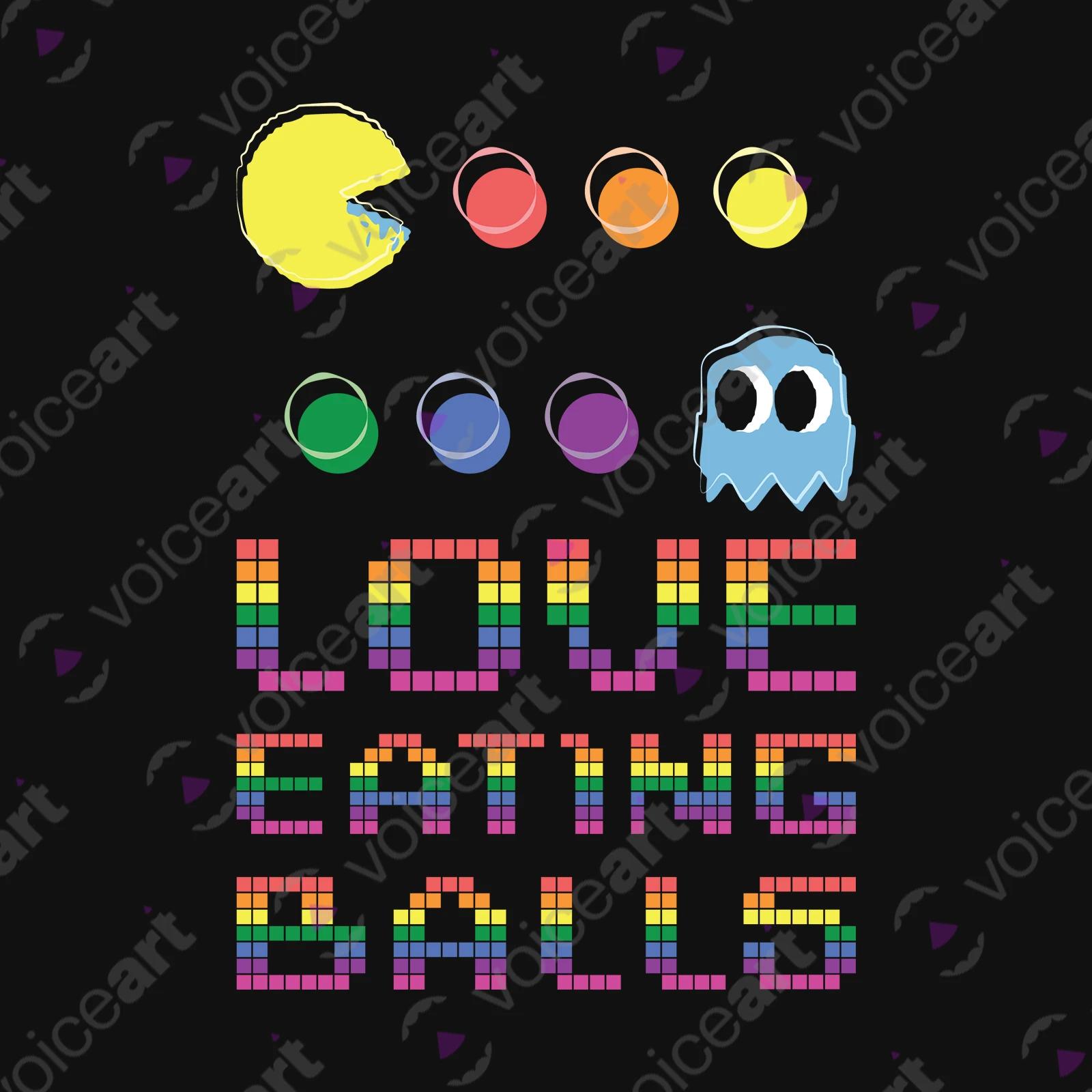VOICEART Black Watermark PacMan Eating Balls Funny T-Shirt Premium Graphic Design LGBTQ Pride Tee Play Words for Adults