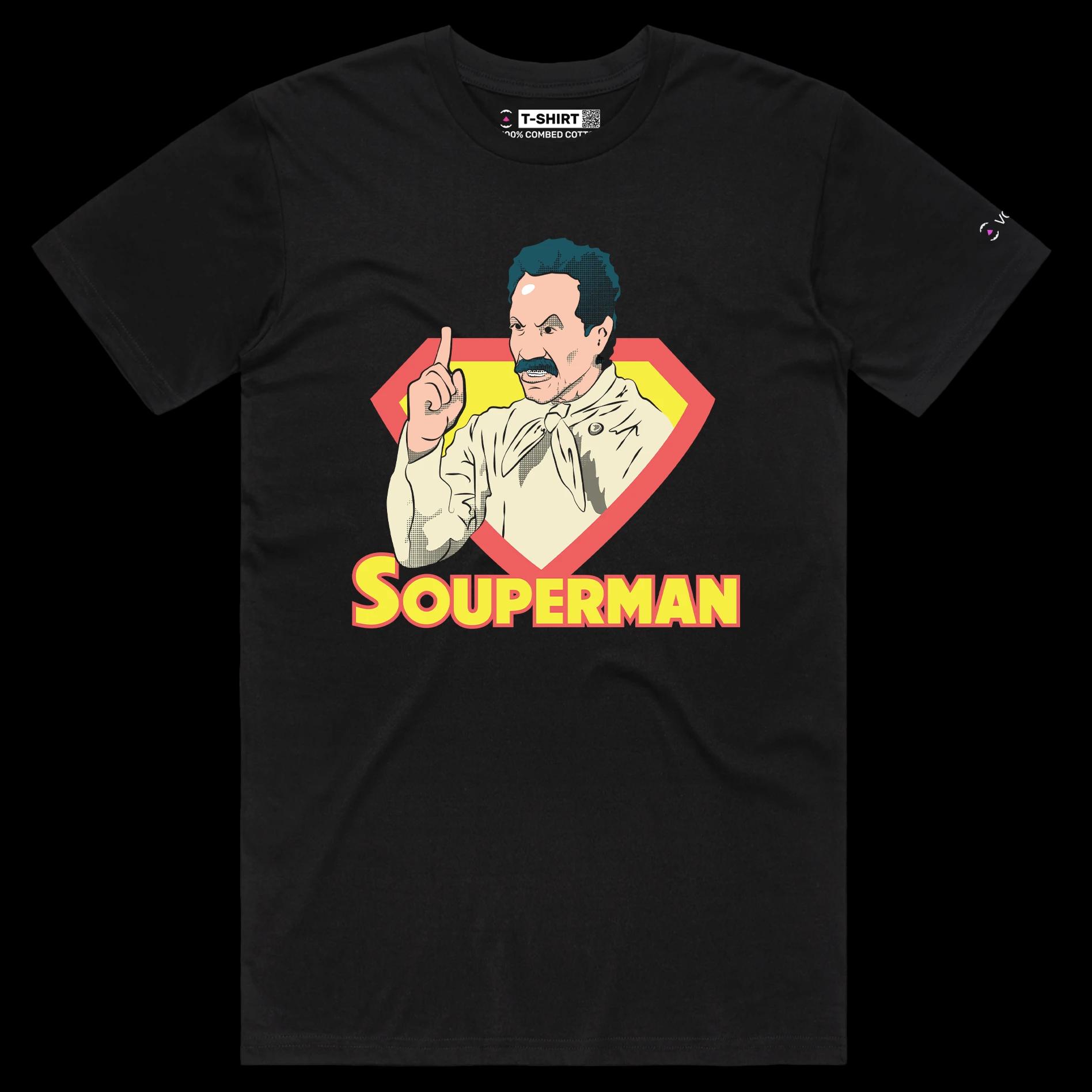 VOICEART Black Male Regular Seinfeld Sitcom Funny tshirt Premium Quality Graphic Superman Wordplay Tee Nazi Character